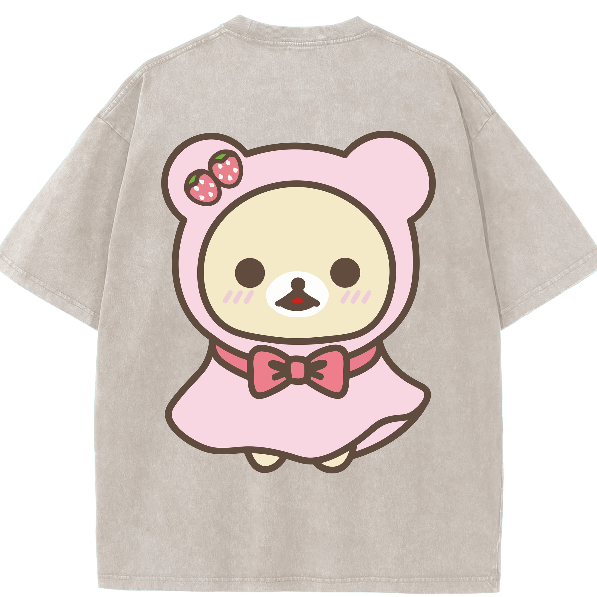（画像用） リラックマ リラックマ キイロイトリ Rilakkuma Korilakkuma Kiiroitori 綿100% ヴィンテージ風 半袖Tシャツ（背面プリント）