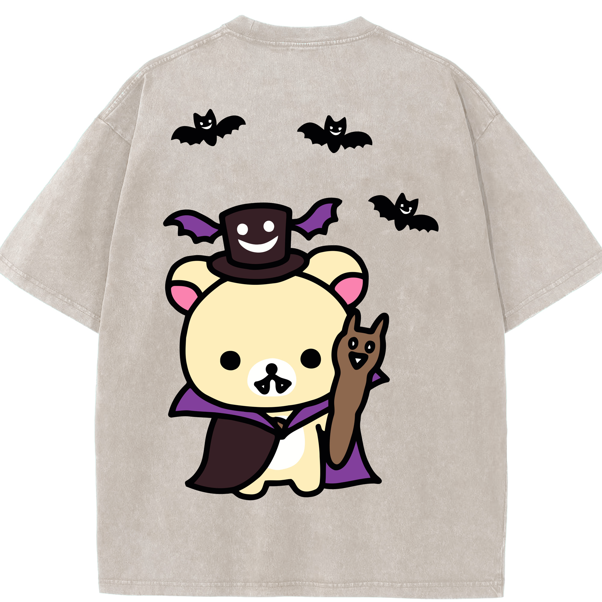 （画像用） リラックマ リラックマ キイロイトリ Rilakkuma Korilakkuma Kiiroitori 綿100% ヴィンテージ風 半袖Tシャツ（背面プリント）