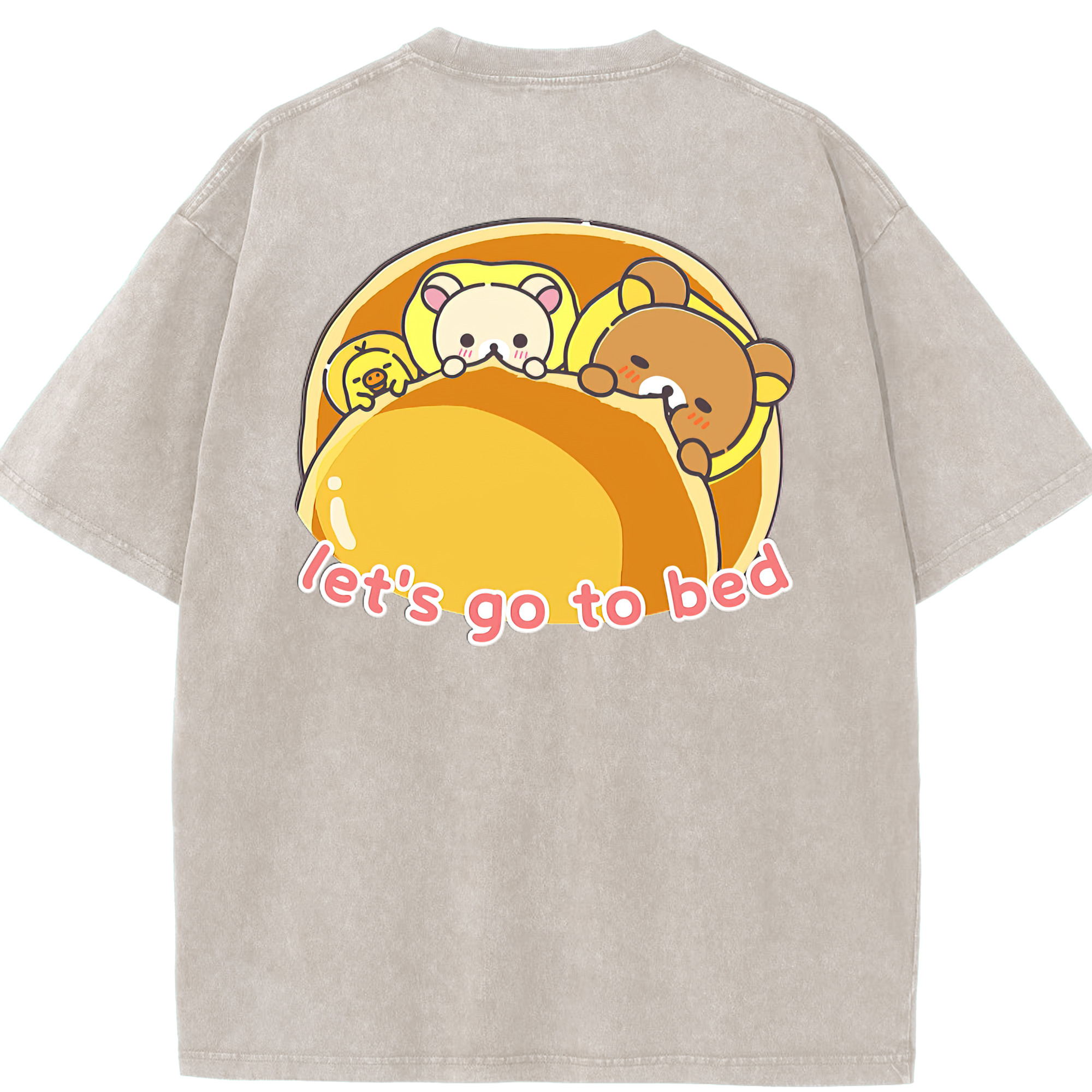 （画像用） リラックマ リラックマ キイロイトリ Rilakkuma Korilakkuma Kiiroitori 綿100% ヴィンテージ風 半袖Tシャツ（背面プリント）