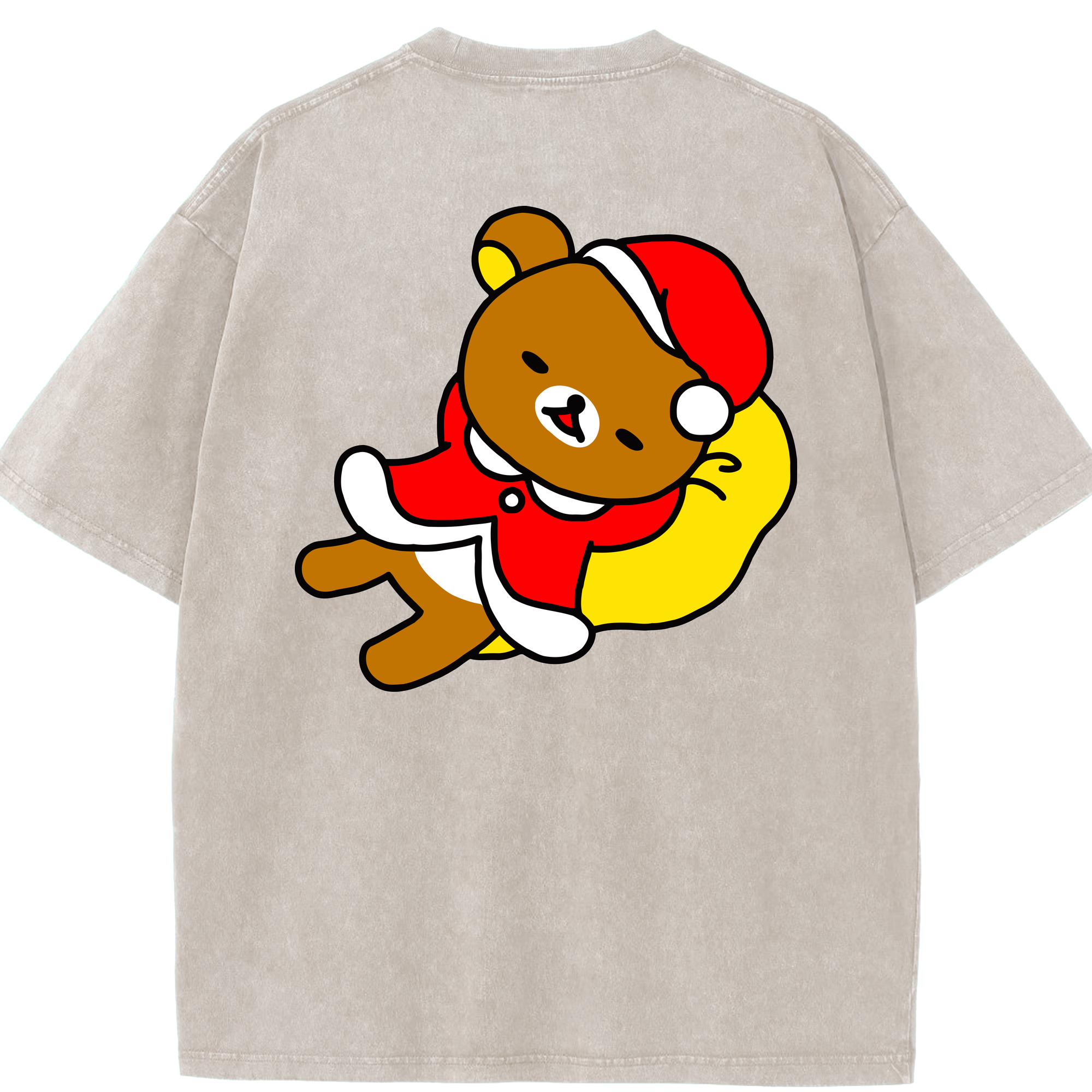 （画像用） リラックマ リラックマ キイロイトリ Rilakkuma Korilakkuma Kiiroitori 綿100% ヴィンテージ風 半袖Tシャツ（背面プリント）