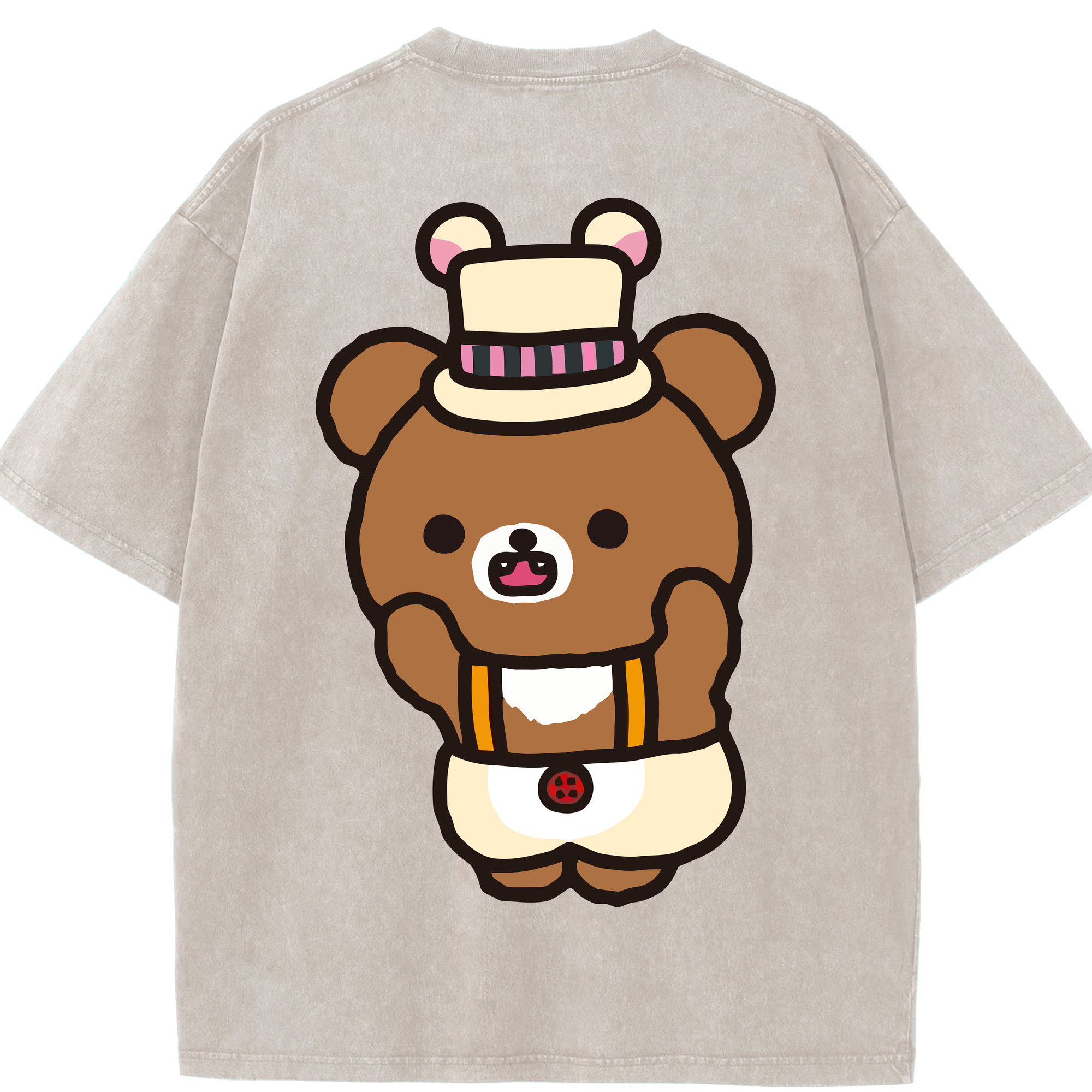 （画像用） リラックマ リラックマ キイロイトリ Rilakkuma Korilakkuma Kiiroitori 綿100% ヴィンテージ風 半袖Tシャツ（背面プリント）