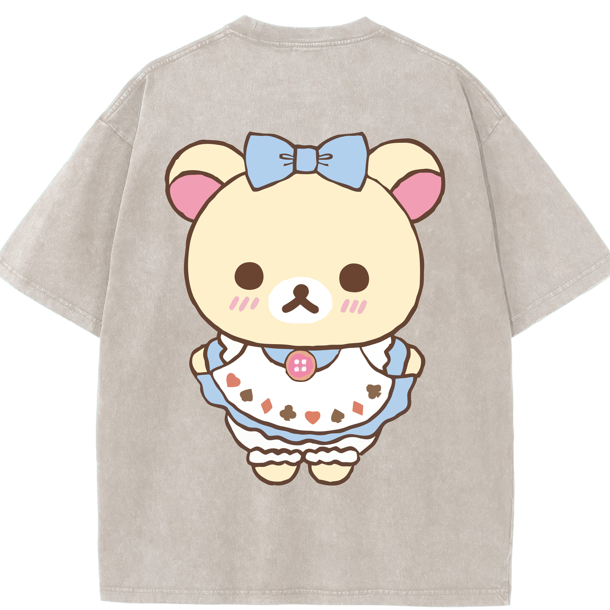 （画像用） リラックマ リラックマ キイロイトリ Rilakkuma Korilakkuma Kiiroitori 綿100% ヴィンテージ風 半袖Tシャツ（背面プリント）