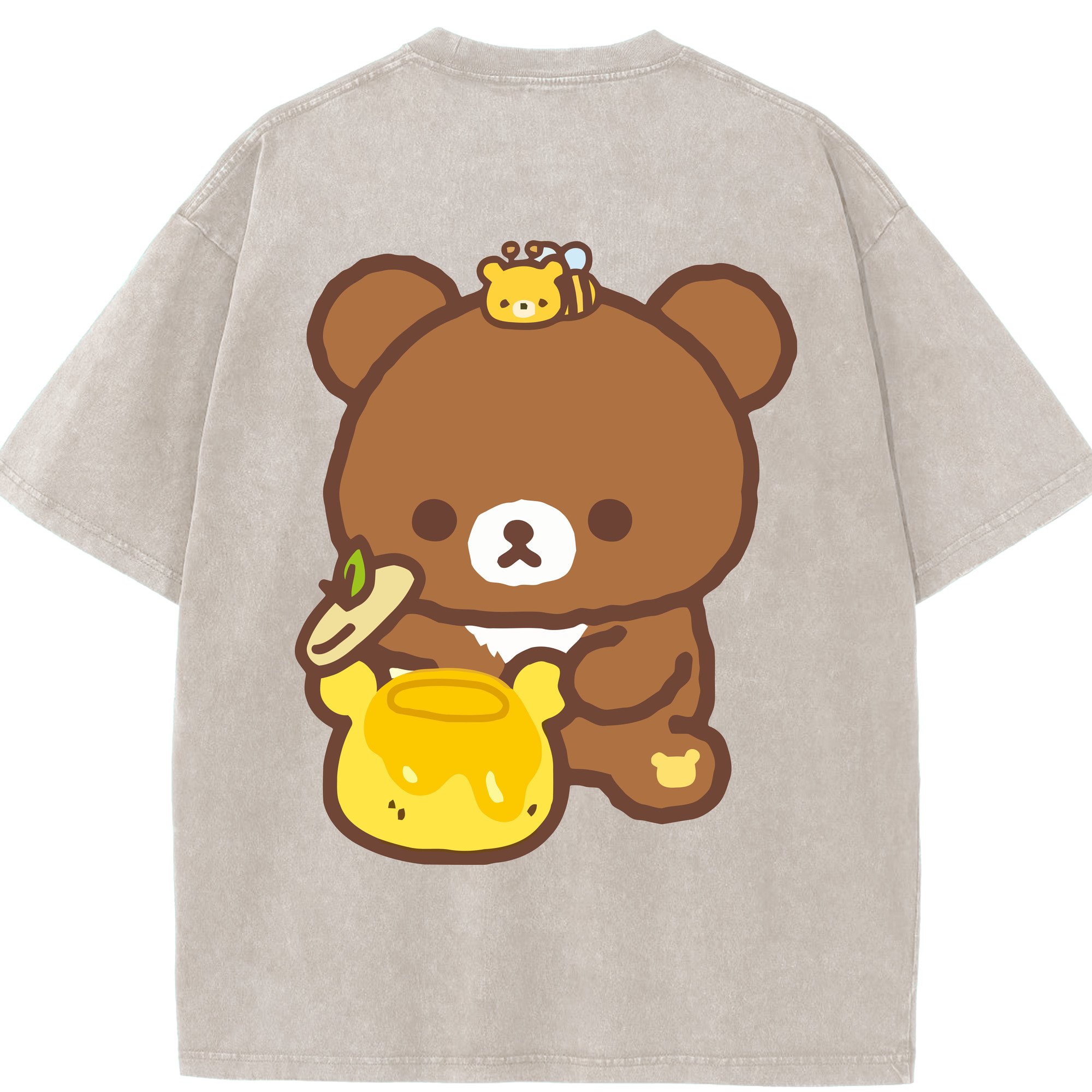 （画像用） リラックマ リラックマ キイロイトリ Rilakkuma Korilakkuma Kiiroitori 綿100% ヴィンテージ風 半袖Tシャツ（背面プリント）
