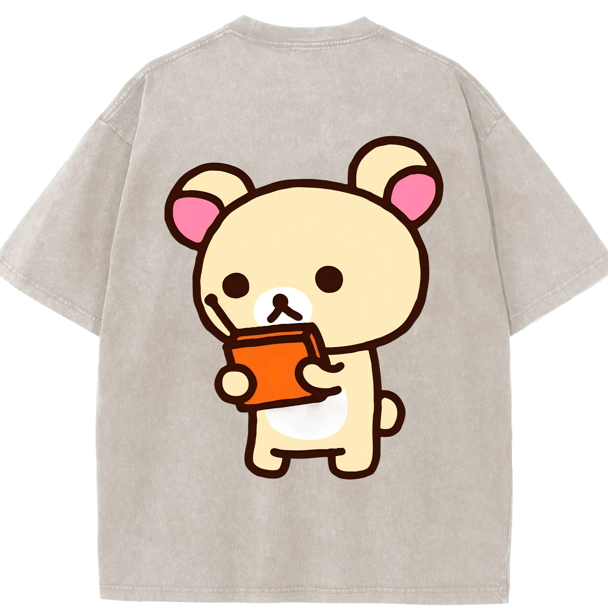 （画像用） リラックマ リラックマ キイロイトリ Rilakkuma Korilakkuma Kiiroitori 綿100% ヴィンテージ風 半袖Tシャツ（背面プリント）