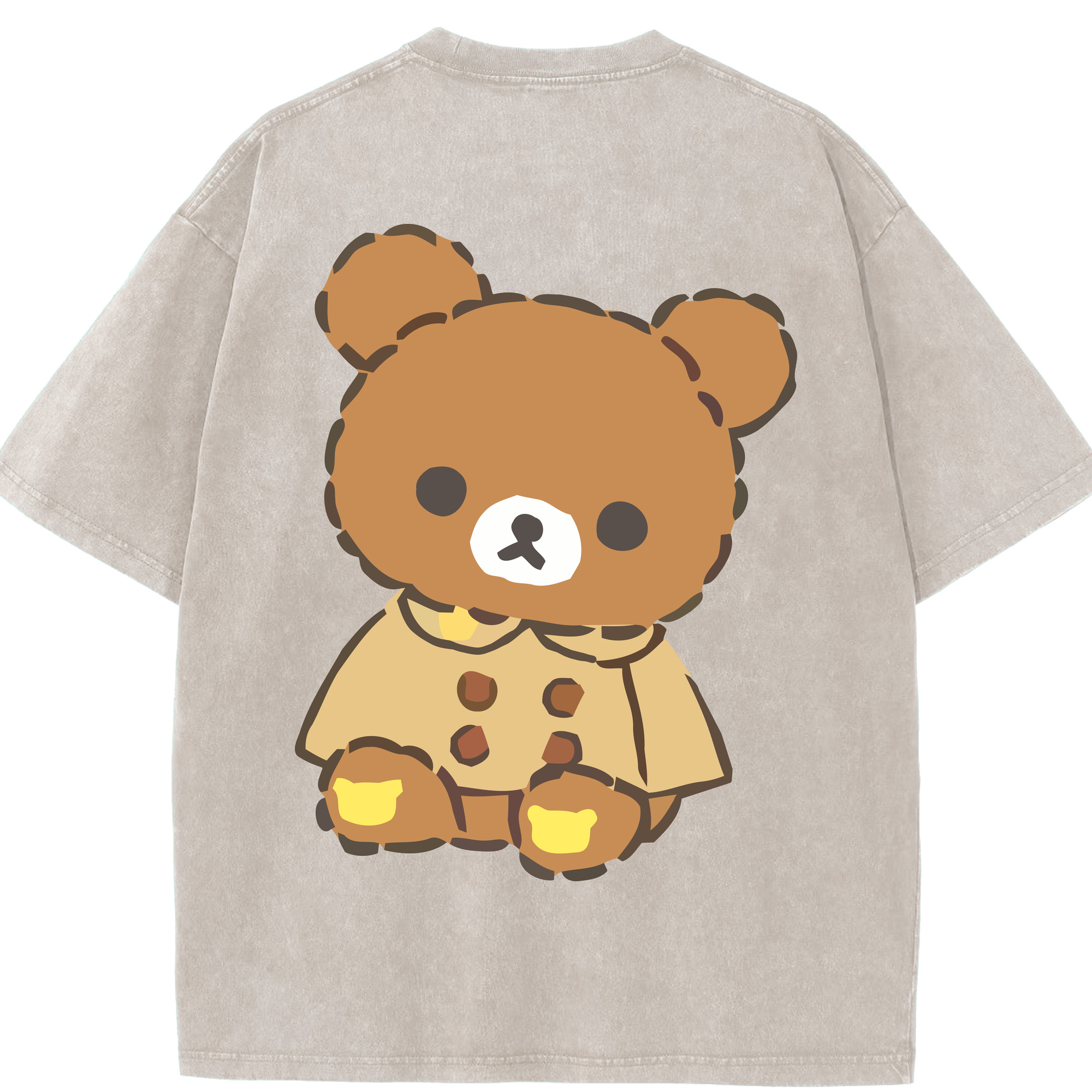 （画像用） リラックマ リラックマ キイロイトリ Rilakkuma Korilakkuma Kiiroitori 綿100% ヴィンテージ風 半袖Tシャツ（背面プリント）