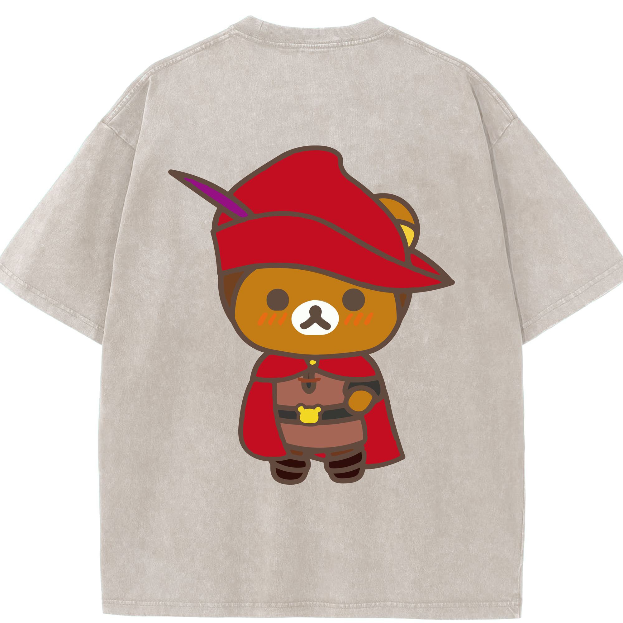 （画像用） リラックマ リラックマ キイロイトリ Rilakkuma Korilakkuma Kiiroitori 綿100% ヴィンテージ風 半袖Tシャツ（背面プリント）