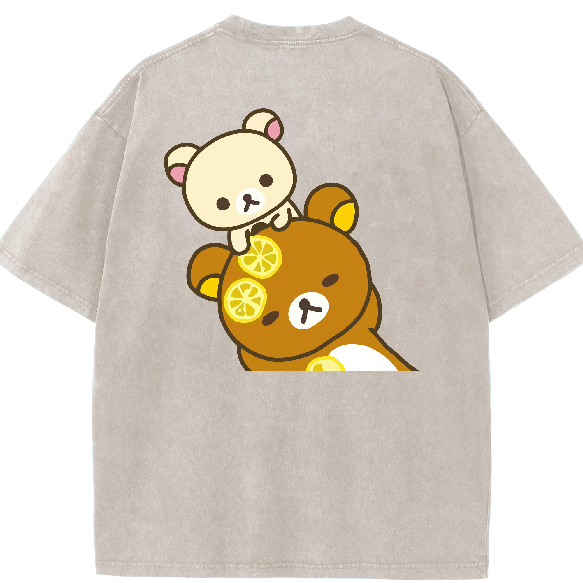 （画像用） リラックマ リラックマ キイロイトリ Rilakkuma Korilakkuma Kiiroitori 綿100% ヴィンテージ風 半袖Tシャツ（背面プリント）