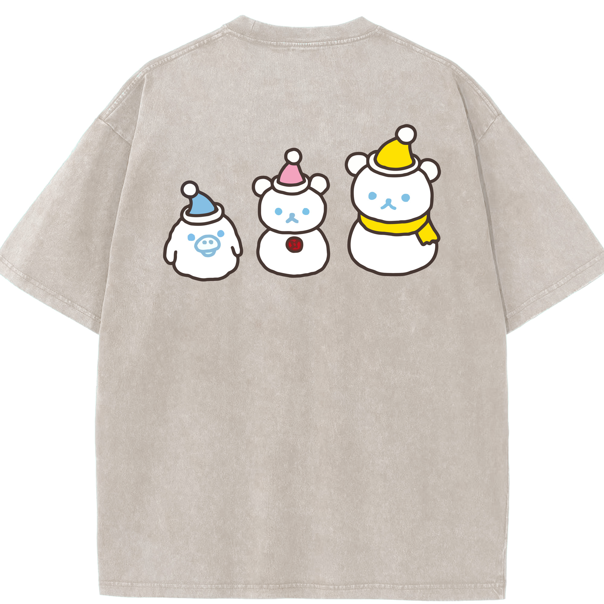 （画像用） リラックマ リラックマ キイロイトリ Rilakkuma Korilakkuma Kiiroitori 綿100% ヴィンテージ風 半袖Tシャツ（背面プリント）