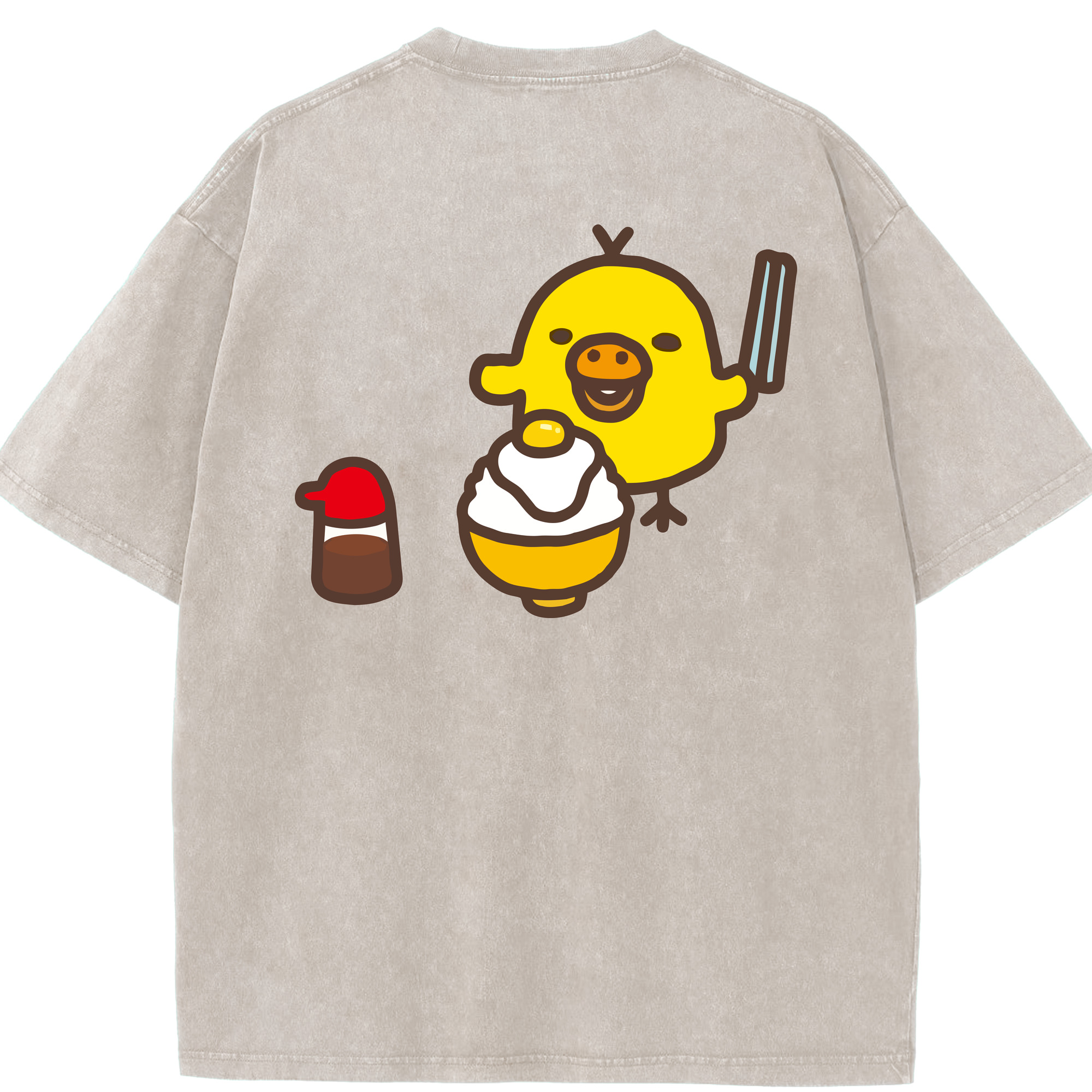 （画像用） リラックマ リラックマ キイロイトリ Rilakkuma Korilakkuma Kiiroitori 綿100% ヴィンテージ風 半袖Tシャツ（背面プリント）