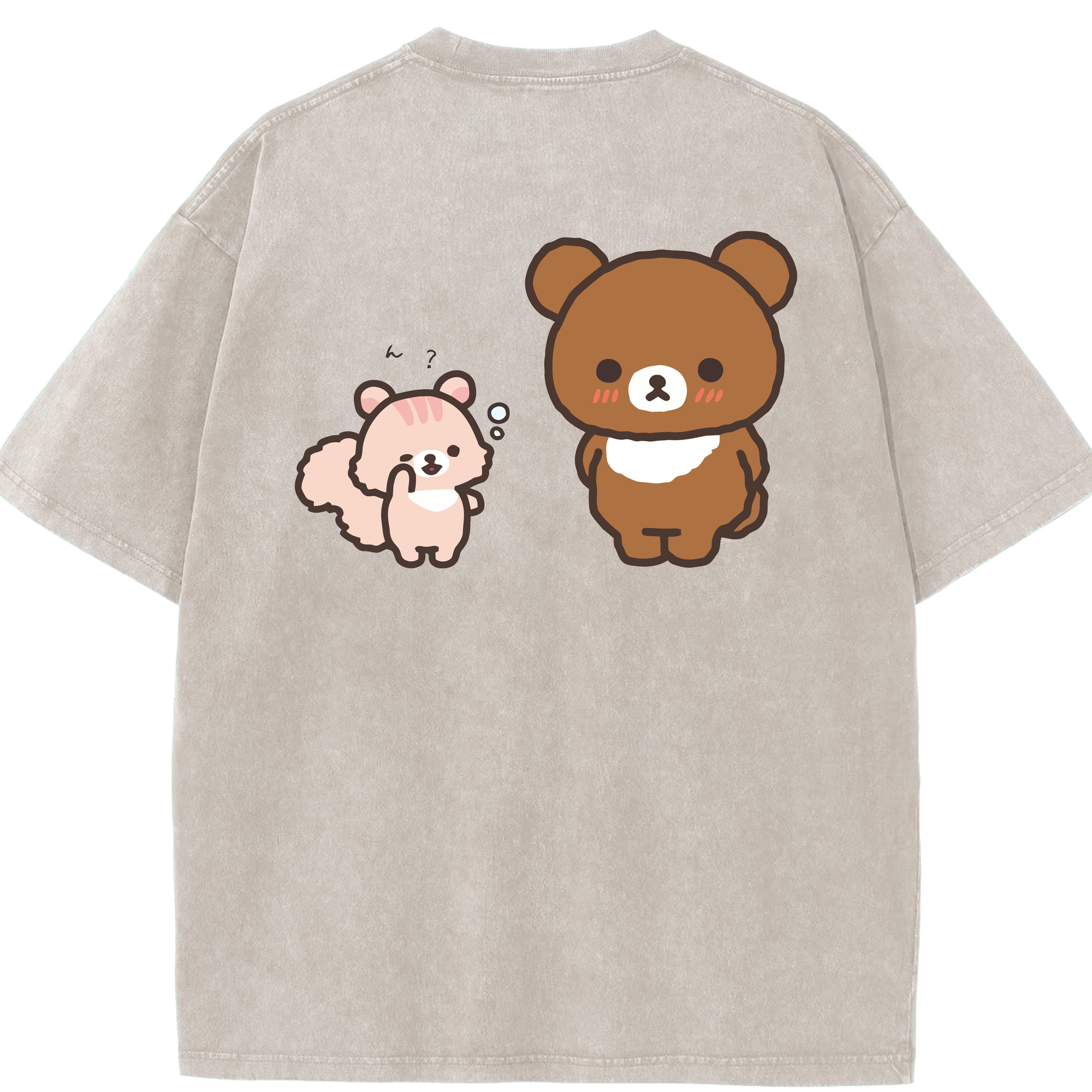 （画像用） リラックマ リラックマ キイロイトリ Rilakkuma Korilakkuma Kiiroitori 綿100% ヴィンテージ風 半袖Tシャツ（背面プリント）