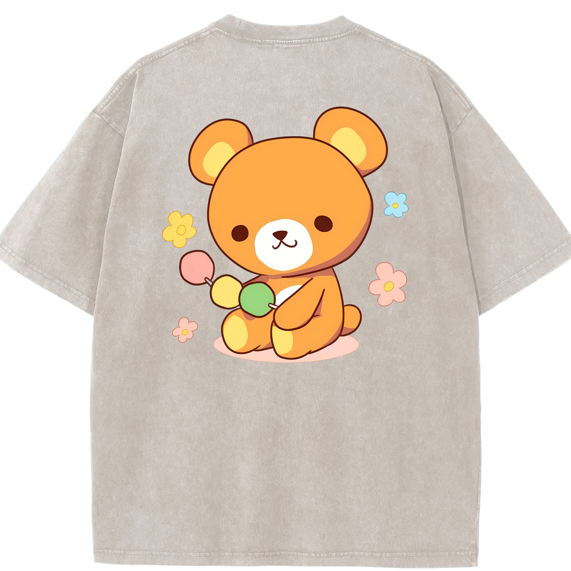 （画像用） リラックマ リラックマ キイロイトリ Rilakkuma Korilakkuma Kiiroitori 綿100% ヴィンテージ風 半袖Tシャツ（背面プリント）