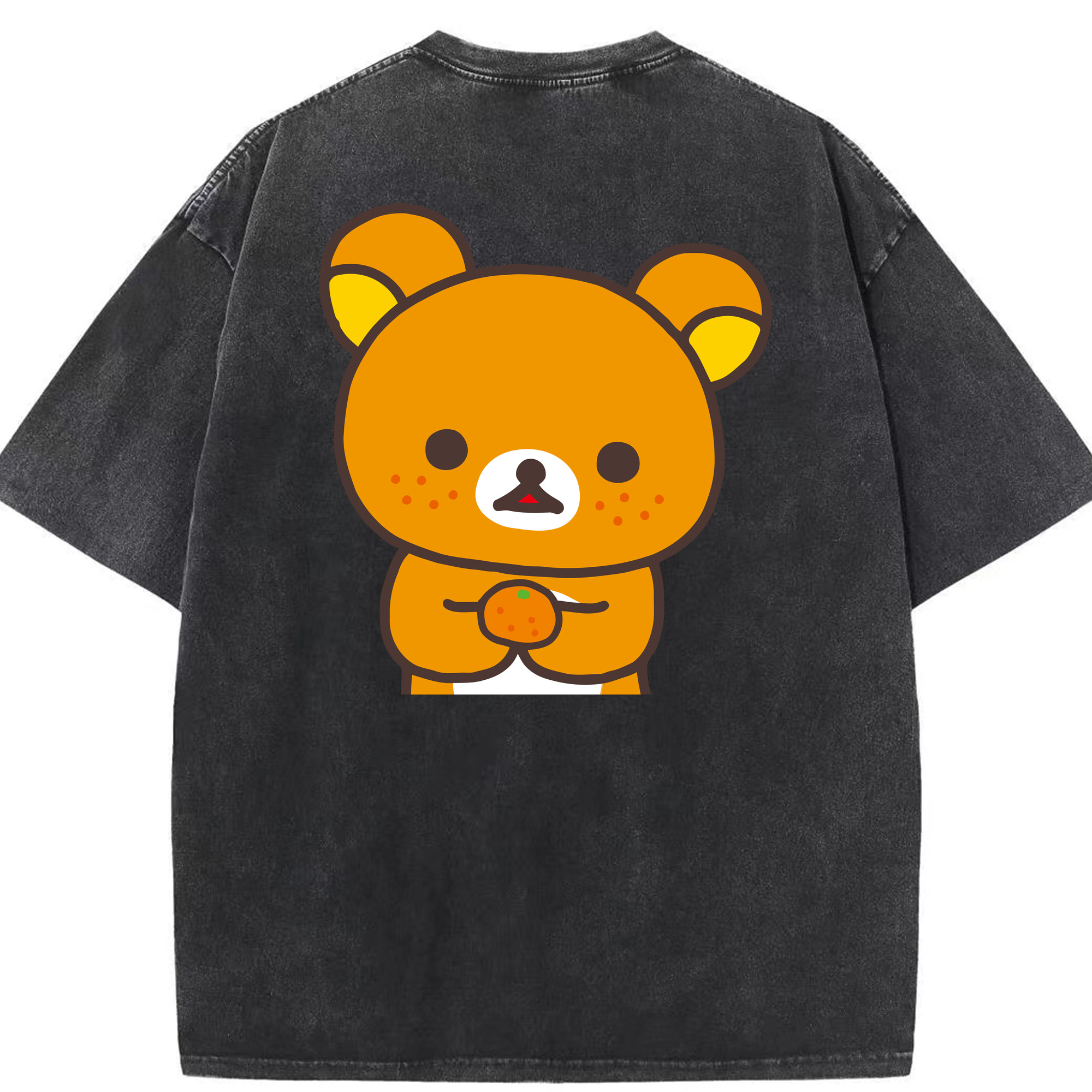 （画像用） リラックマ リラックマ キイロイトリ Rilakkuma Korilakkuma Kiiroitori 綿100% ヴィンテージ風 半袖Tシャツ（背面プリント）