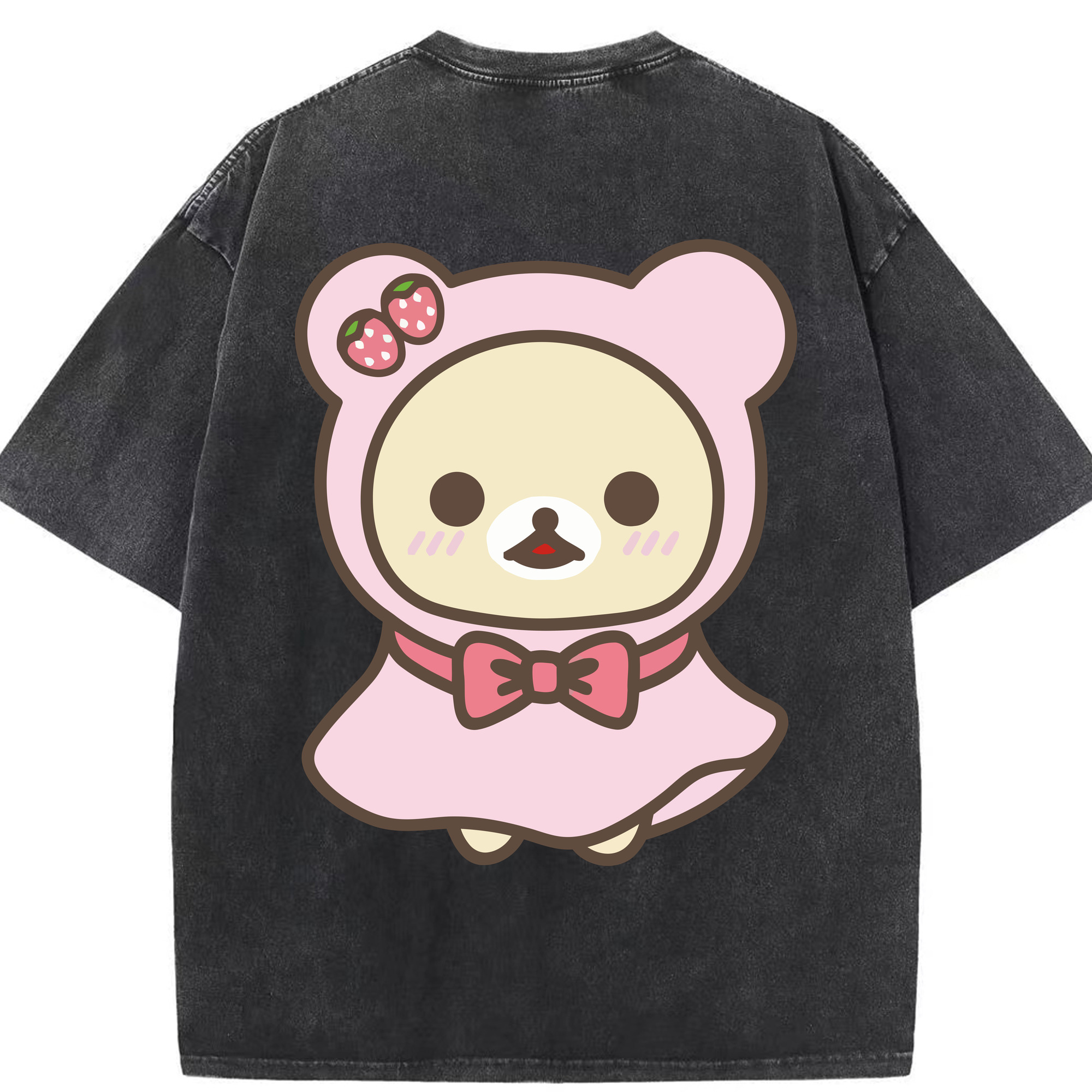 （画像用） リラックマ リラックマ キイロイトリ Rilakkuma Korilakkuma Kiiroitori 綿100% ヴィンテージ風 半袖Tシャツ（背面プリント）