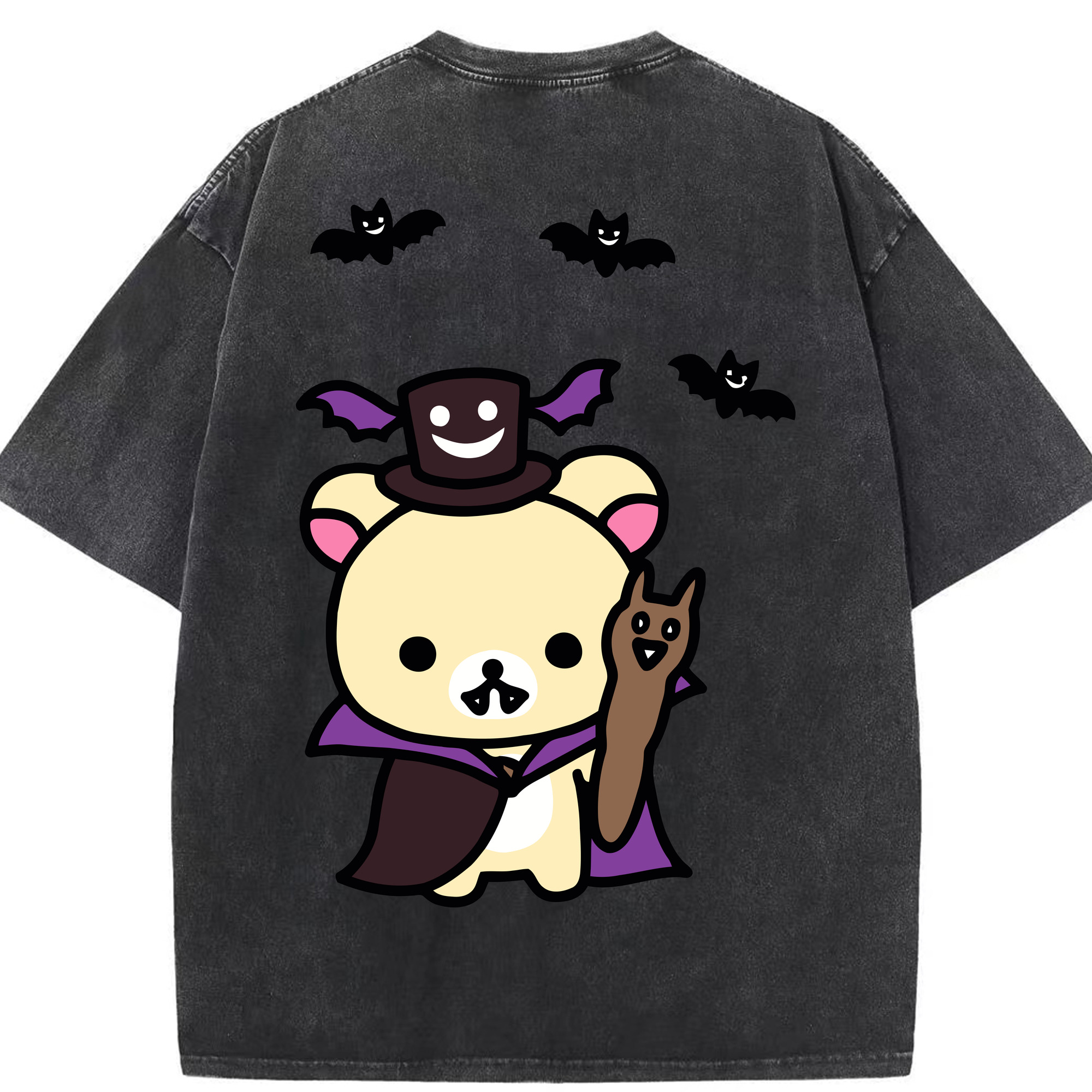 （画像用） リラックマ リラックマ キイロイトリ Rilakkuma Korilakkuma Kiiroitori 綿100% ヴィンテージ風 半袖Tシャツ（背面プリント）
