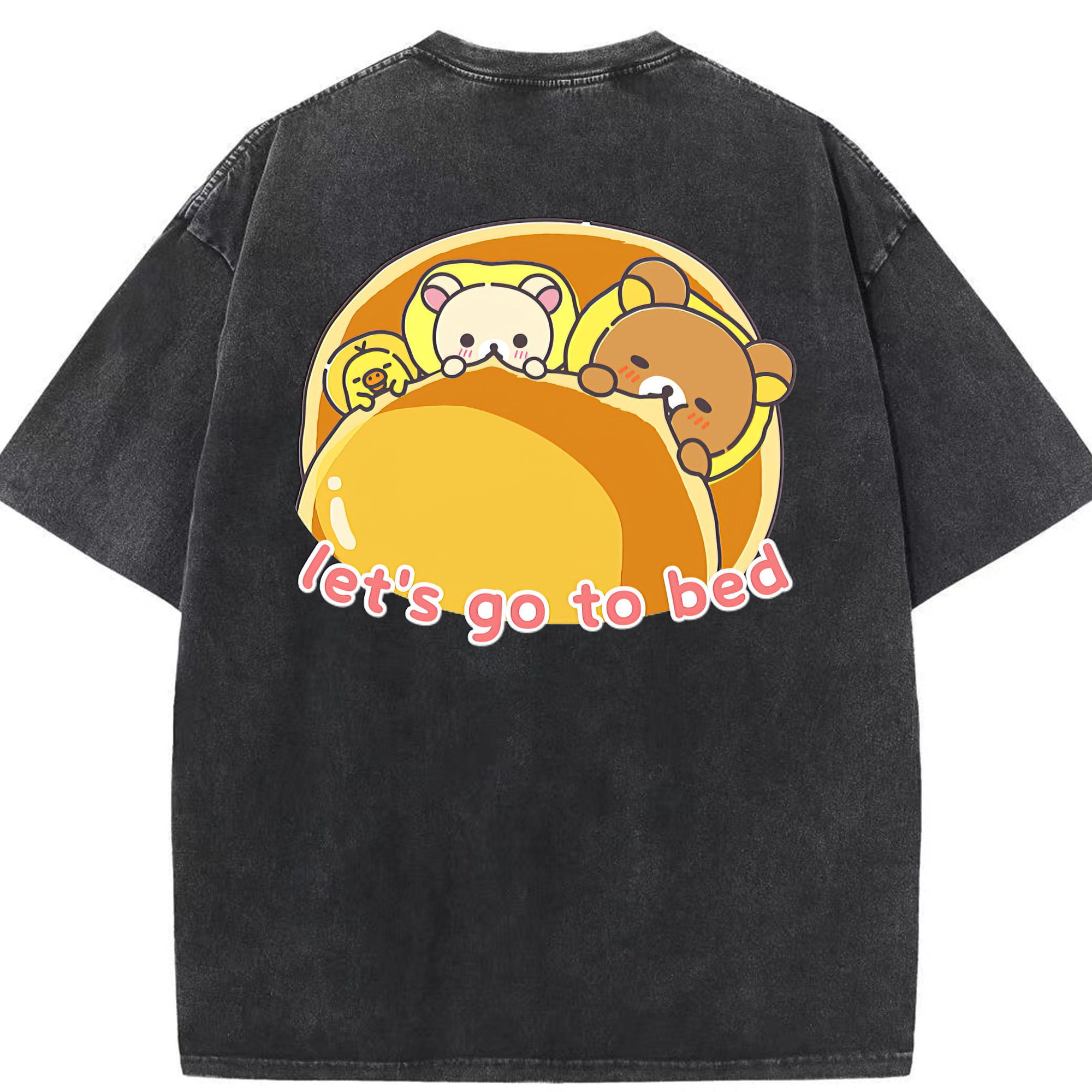 （画像用） リラックマ リラックマ キイロイトリ Rilakkuma Korilakkuma Kiiroitori 綿100% ヴィンテージ風 半袖Tシャツ（背面プリント）