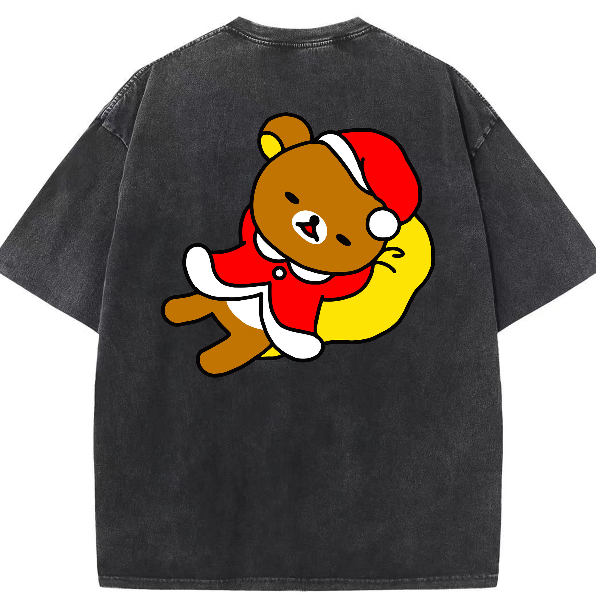 （画像用） リラックマ リラックマ キイロイトリ Rilakkuma Korilakkuma Kiiroitori 綿100% ヴィンテージ風 半袖Tシャツ（背面プリント）