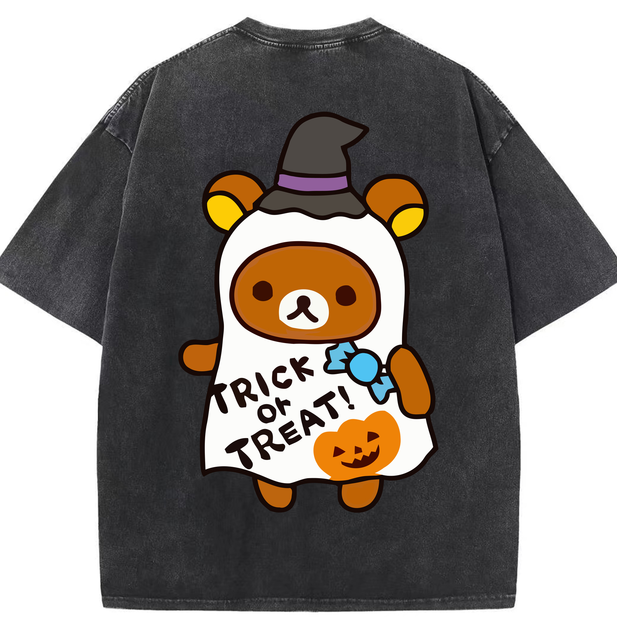 （画像用） リラックマ リラックマ キイロイトリ Rilakkuma Korilakkuma Kiiroitori 綿100% ヴィンテージ風 半袖Tシャツ（背面プリント）