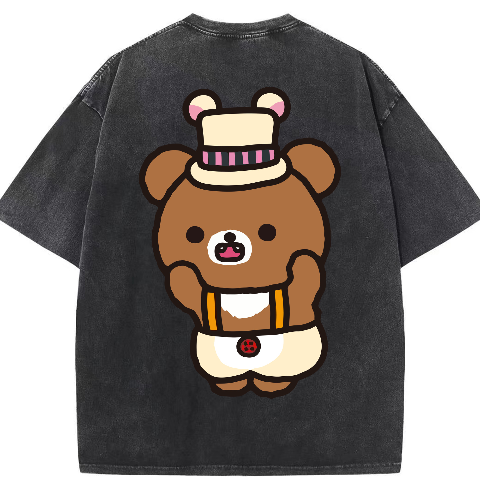 （画像用） リラックマ リラックマ キイロイトリ Rilakkuma Korilakkuma Kiiroitori 綿100% ヴィンテージ風 半袖Tシャツ（背面プリント）