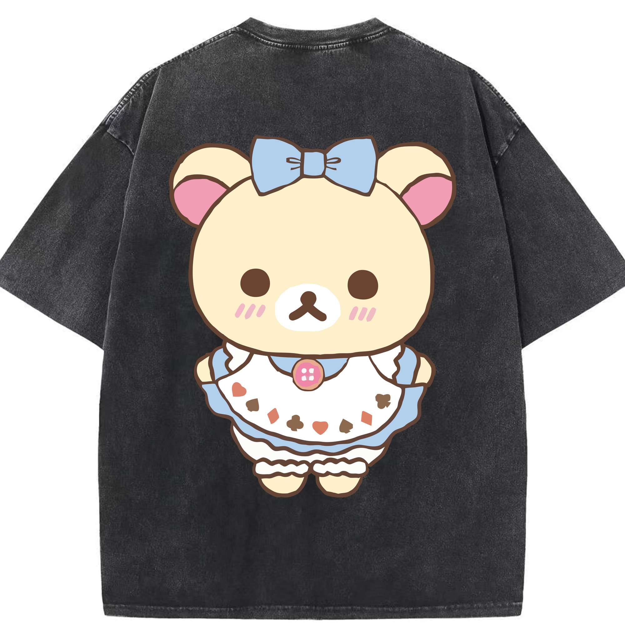 （画像用） リラックマ リラックマ キイロイトリ Rilakkuma Korilakkuma Kiiroitori 綿100% ヴィンテージ風 半袖Tシャツ（背面プリント）
