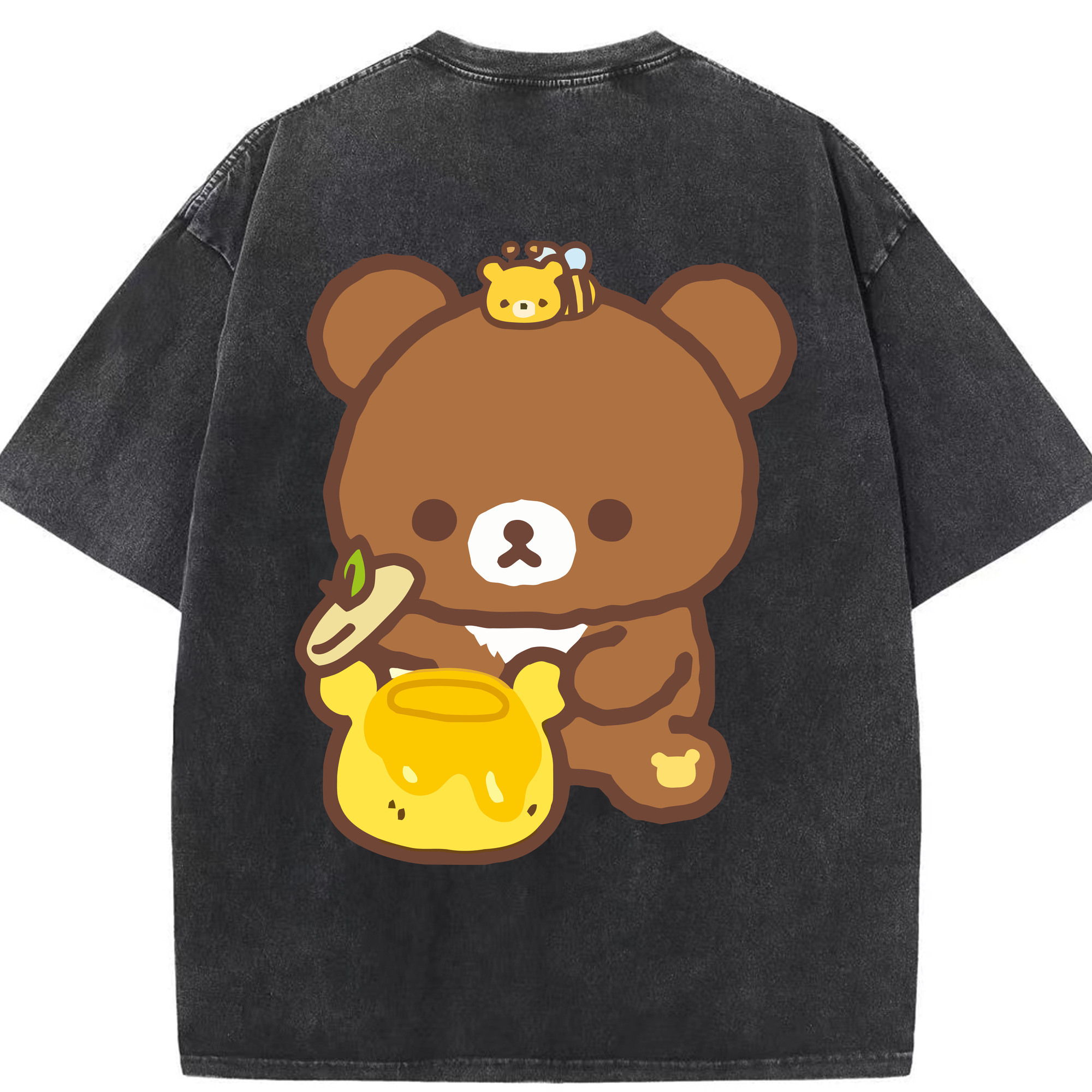 （画像用） リラックマ リラックマ キイロイトリ Rilakkuma Korilakkuma Kiiroitori 綿100% ヴィンテージ風 半袖Tシャツ（背面プリント）