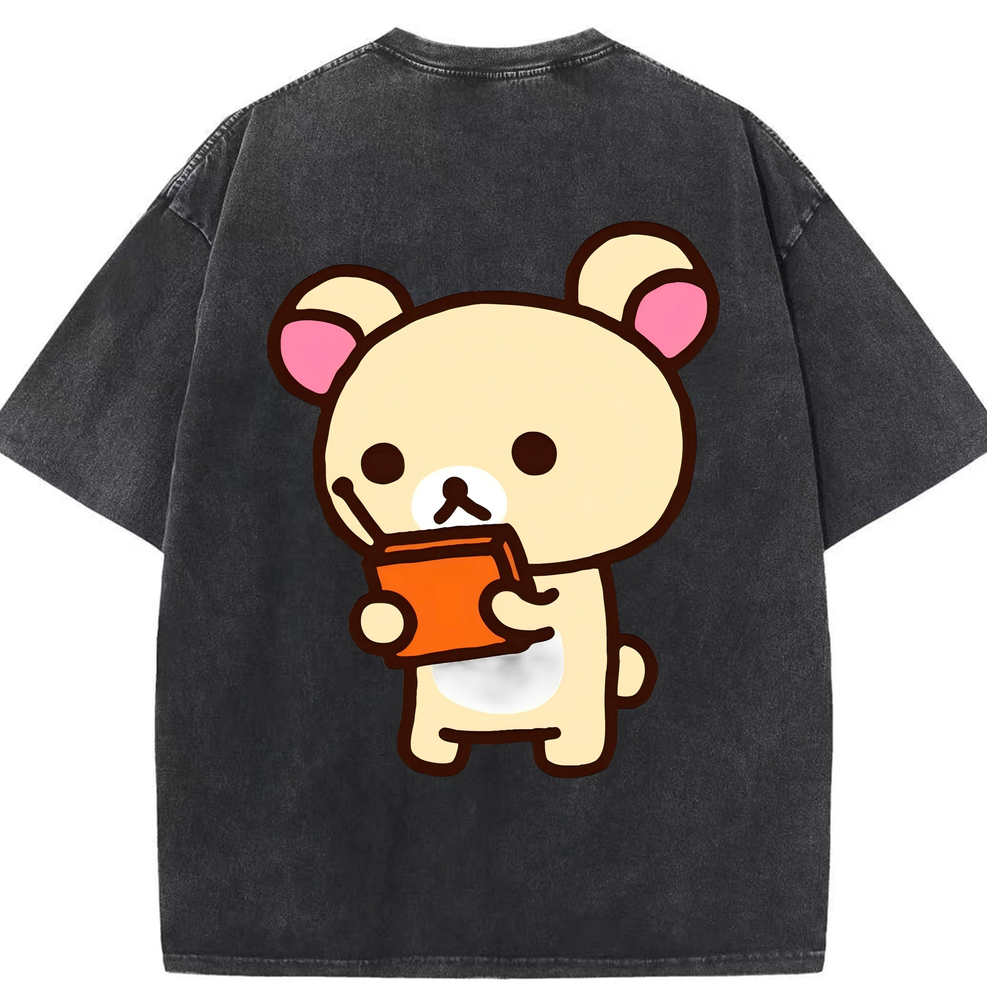 （画像用） リラックマ リラックマ キイロイトリ Rilakkuma Korilakkuma Kiiroitori 綿100% ヴィンテージ風 半袖Tシャツ（背面プリント）
