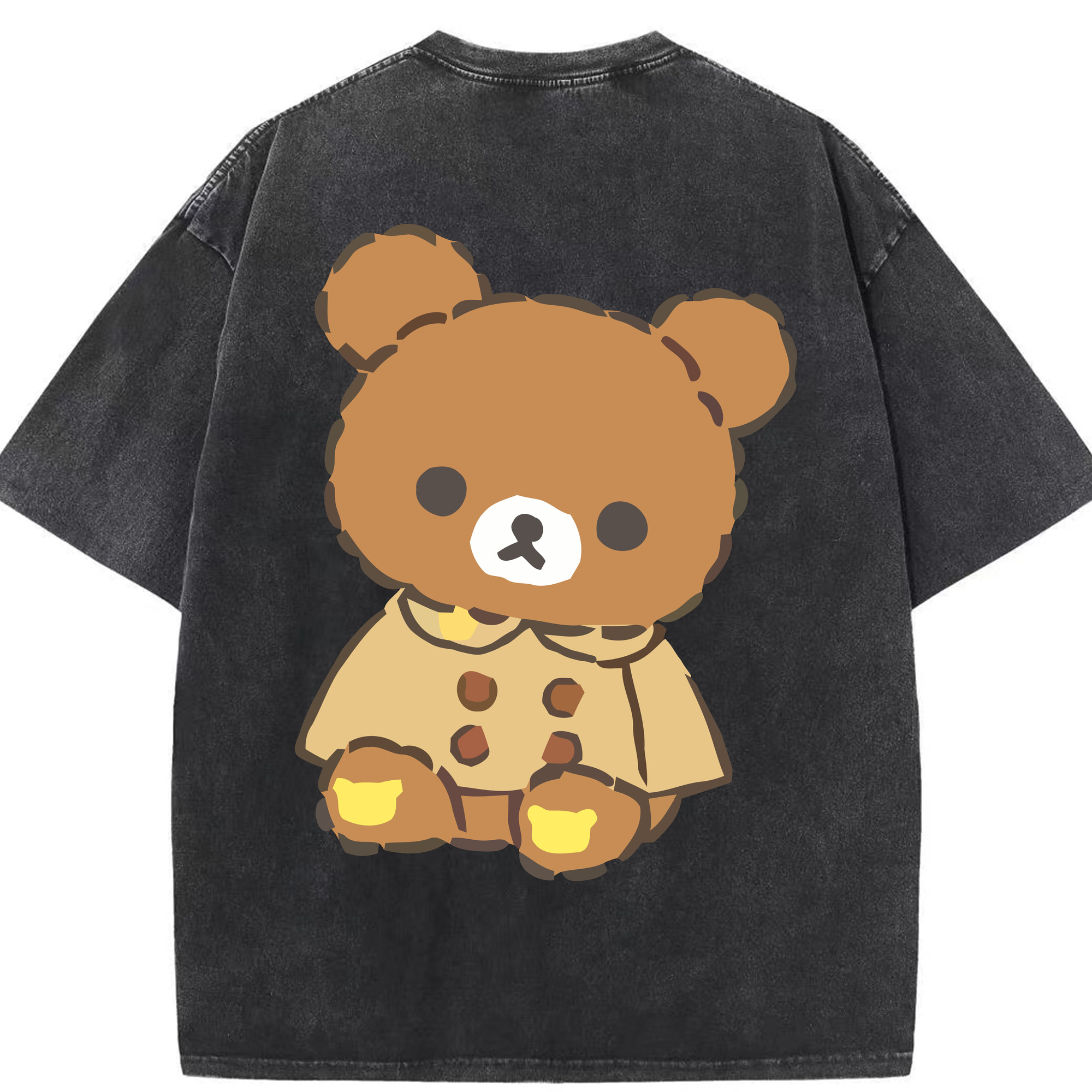 （画像用） リラックマ リラックマ キイロイトリ Rilakkuma Korilakkuma Kiiroitori 綿100% ヴィンテージ風 半袖Tシャツ（背面プリント）