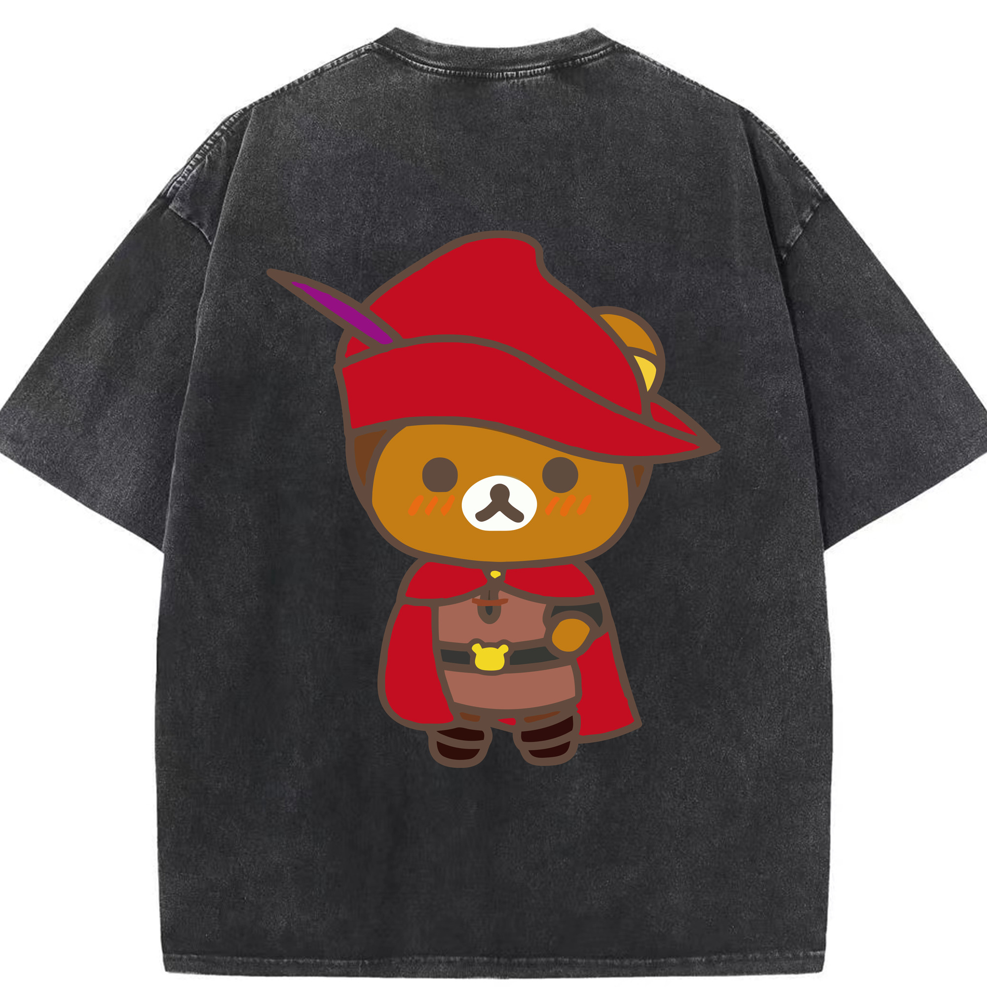 （画像用） リラックマ リラックマ キイロイトリ Rilakkuma Korilakkuma Kiiroitori 綿100% ヴィンテージ風 半袖Tシャツ（背面プリント）