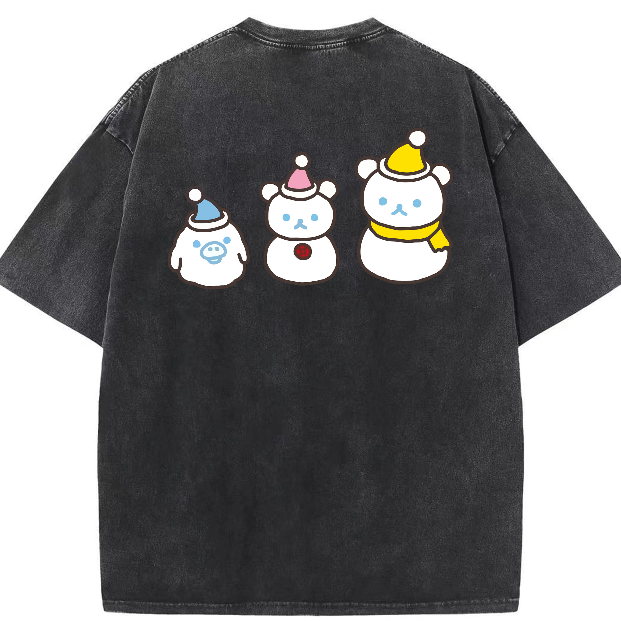 （画像用） リラックマ リラックマ キイロイトリ Rilakkuma Korilakkuma Kiiroitori 綿100% ヴィンテージ風 半袖Tシャツ（背面プリント）