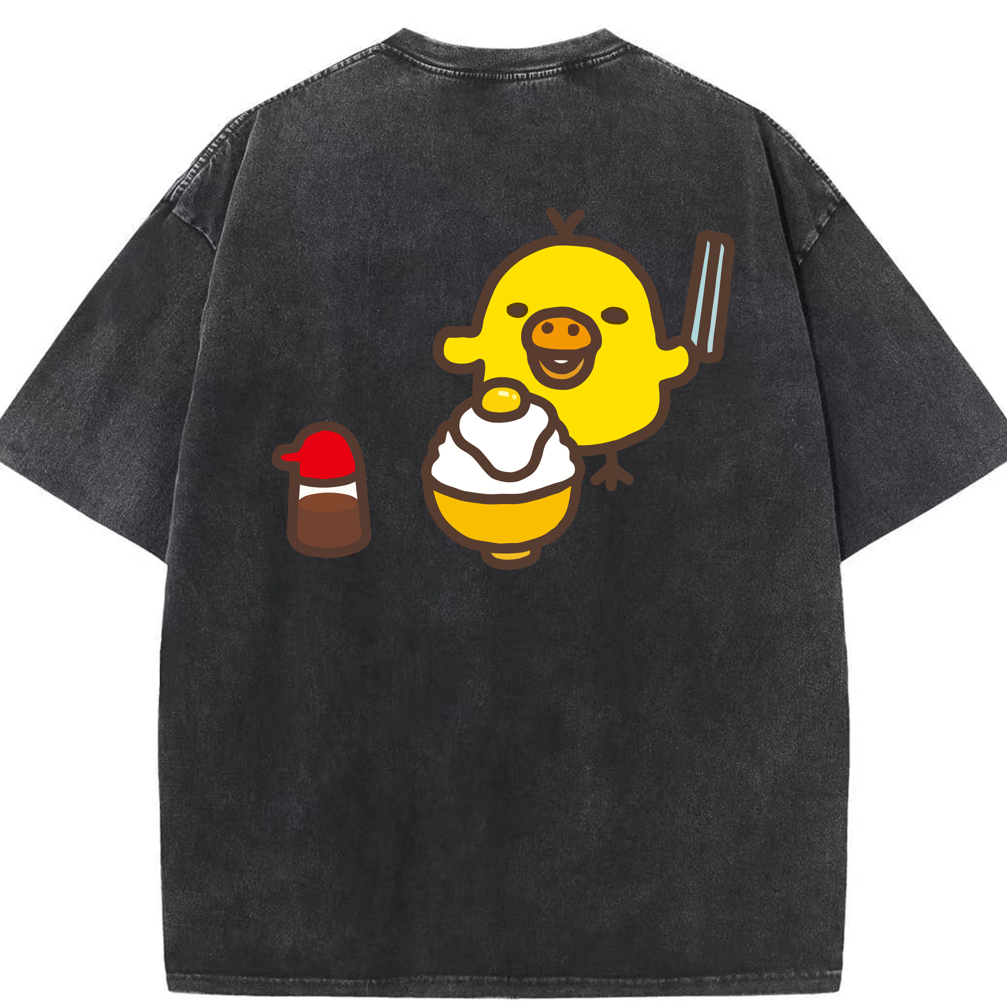 （画像用） リラックマ リラックマ キイロイトリ Rilakkuma Korilakkuma Kiiroitori 綿100% ヴィンテージ風 半袖Tシャツ（背面プリント）