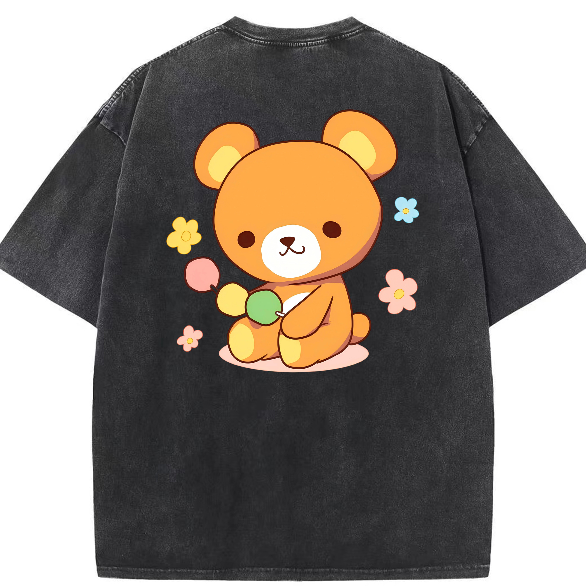 （画像用） リラックマ リラックマ キイロイトリ Rilakkuma Korilakkuma Kiiroitori 綿100% ヴィンテージ風 半袖Tシャツ（背面プリント）