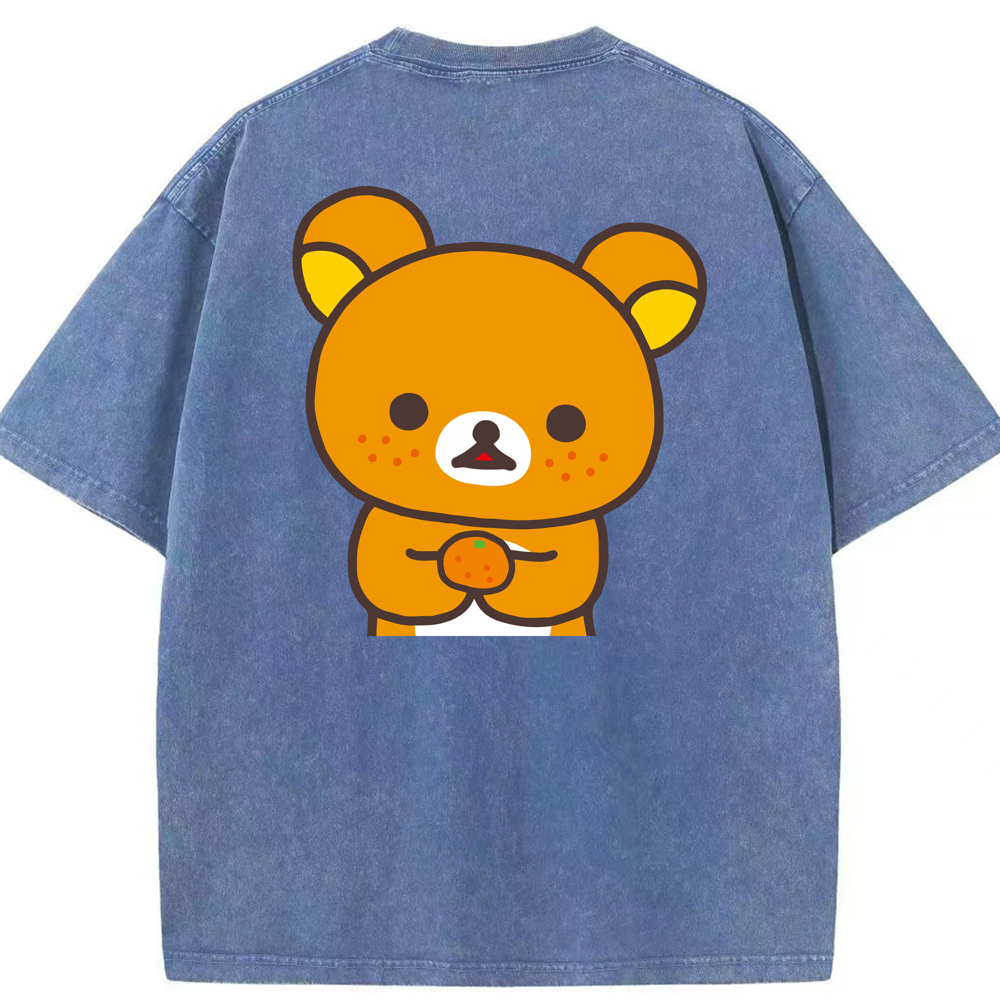 （画像用） リラックマ リラックマ キイロイトリ Rilakkuma Korilakkuma Kiiroitori 綿100% ヴィンテージ風 半袖Tシャツ（背面プリント）