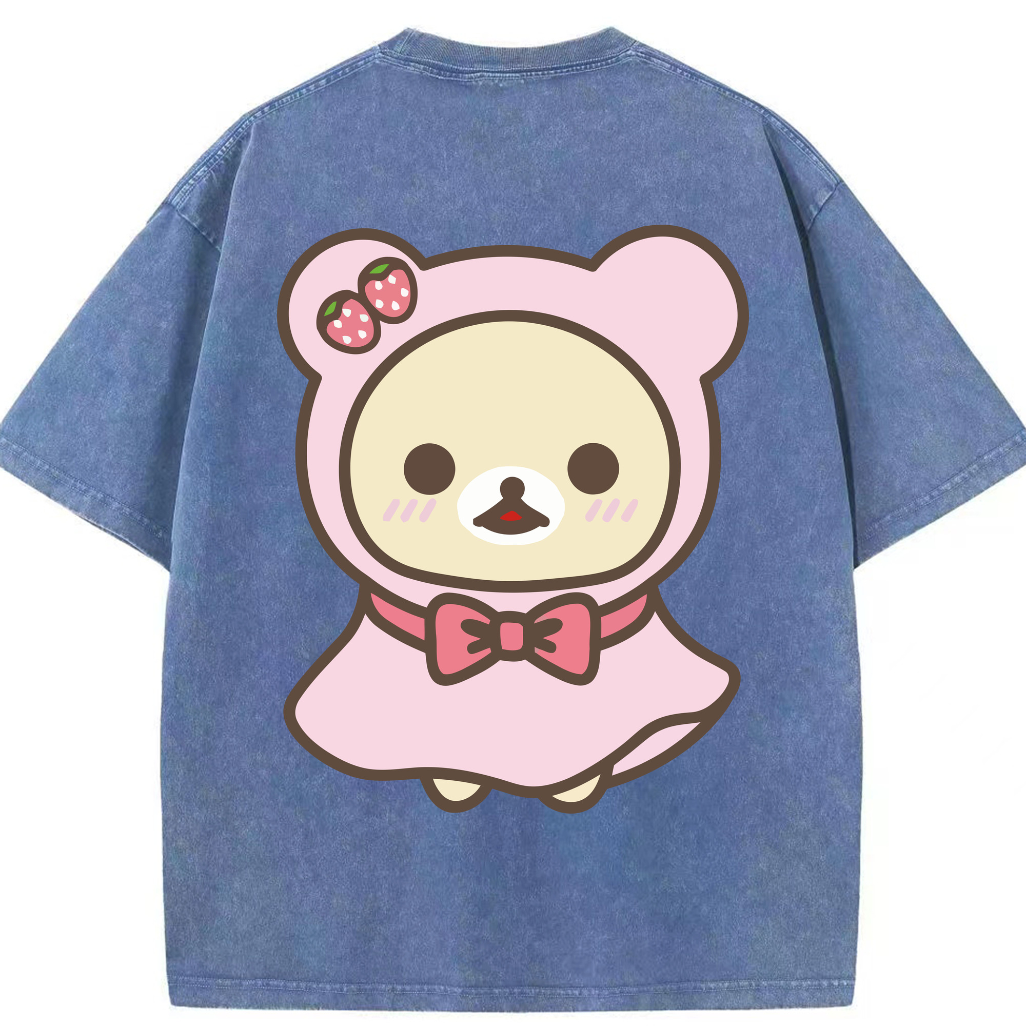 （画像用） リラックマ リラックマ キイロイトリ Rilakkuma Korilakkuma Kiiroitori 綿100% ヴィンテージ風 半袖Tシャツ（背面プリント）