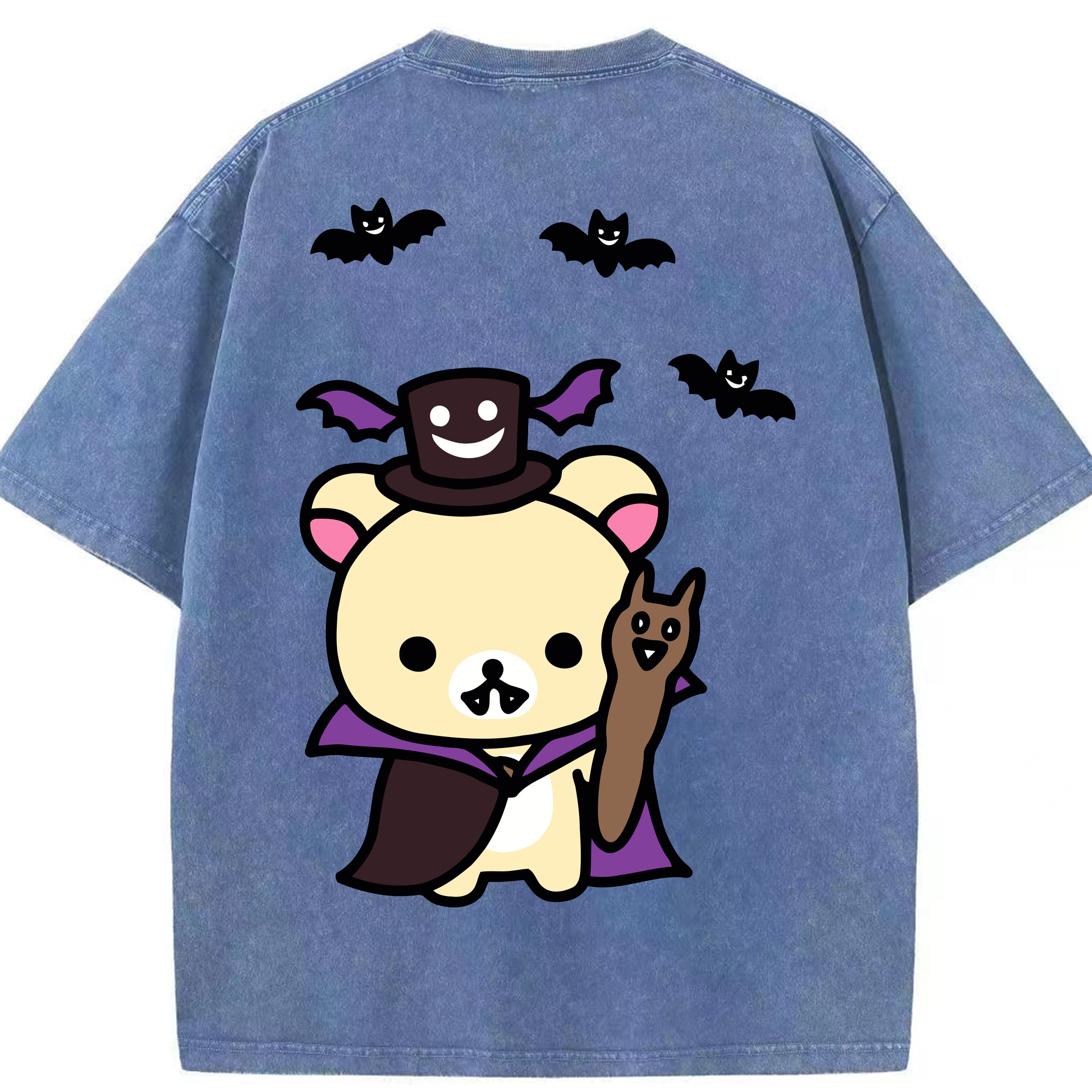 （画像用） リラックマ リラックマ キイロイトリ Rilakkuma Korilakkuma Kiiroitori 綿100% ヴィンテージ風 半袖Tシャツ（背面プリント）