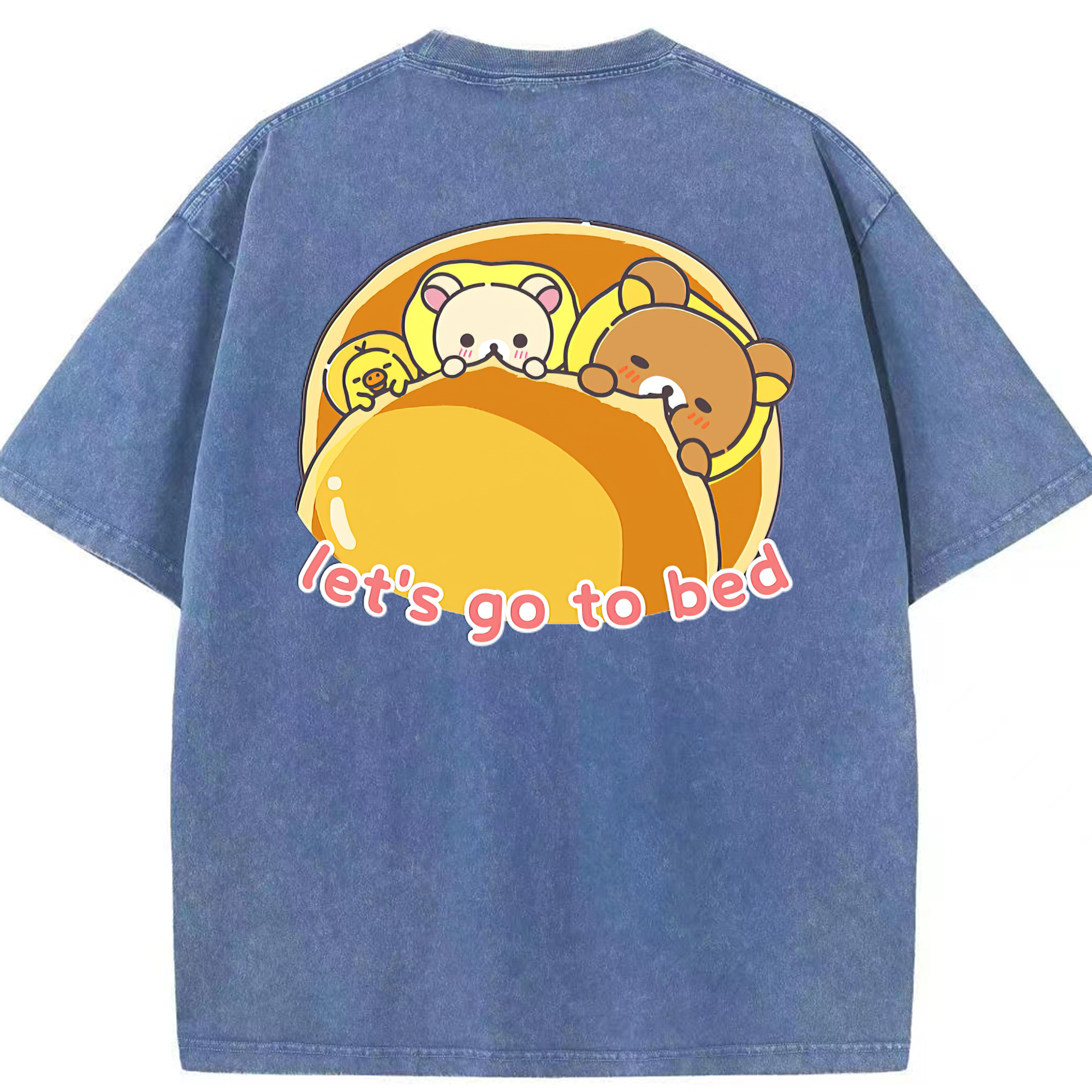 （画像用） リラックマ リラックマ キイロイトリ Rilakkuma Korilakkuma Kiiroitori 綿100% ヴィンテージ風 半袖Tシャツ（背面プリント）