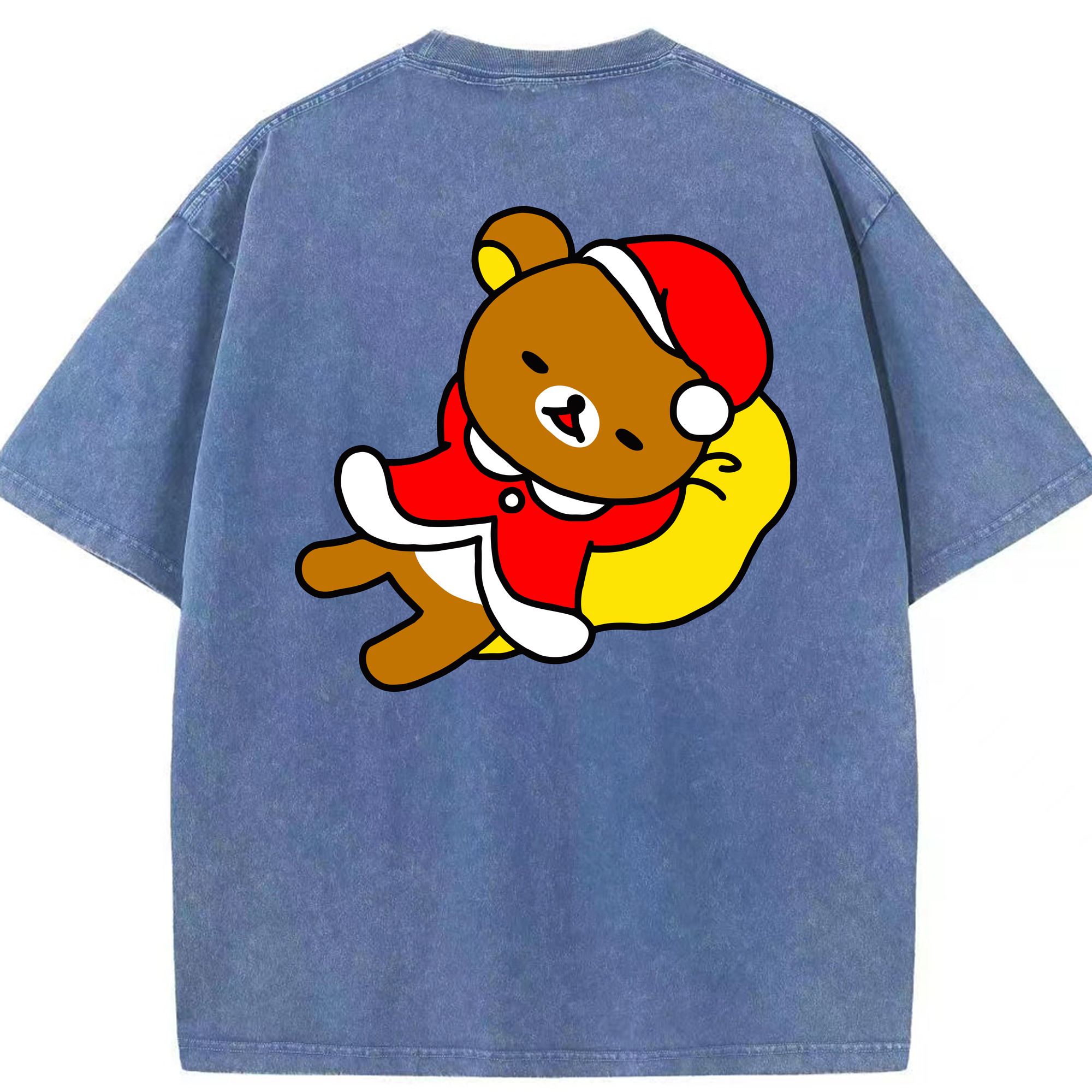 （画像用） リラックマ リラックマ キイロイトリ Rilakkuma Korilakkuma Kiiroitori 綿100% ヴィンテージ風 半袖Tシャツ（背面プリント）