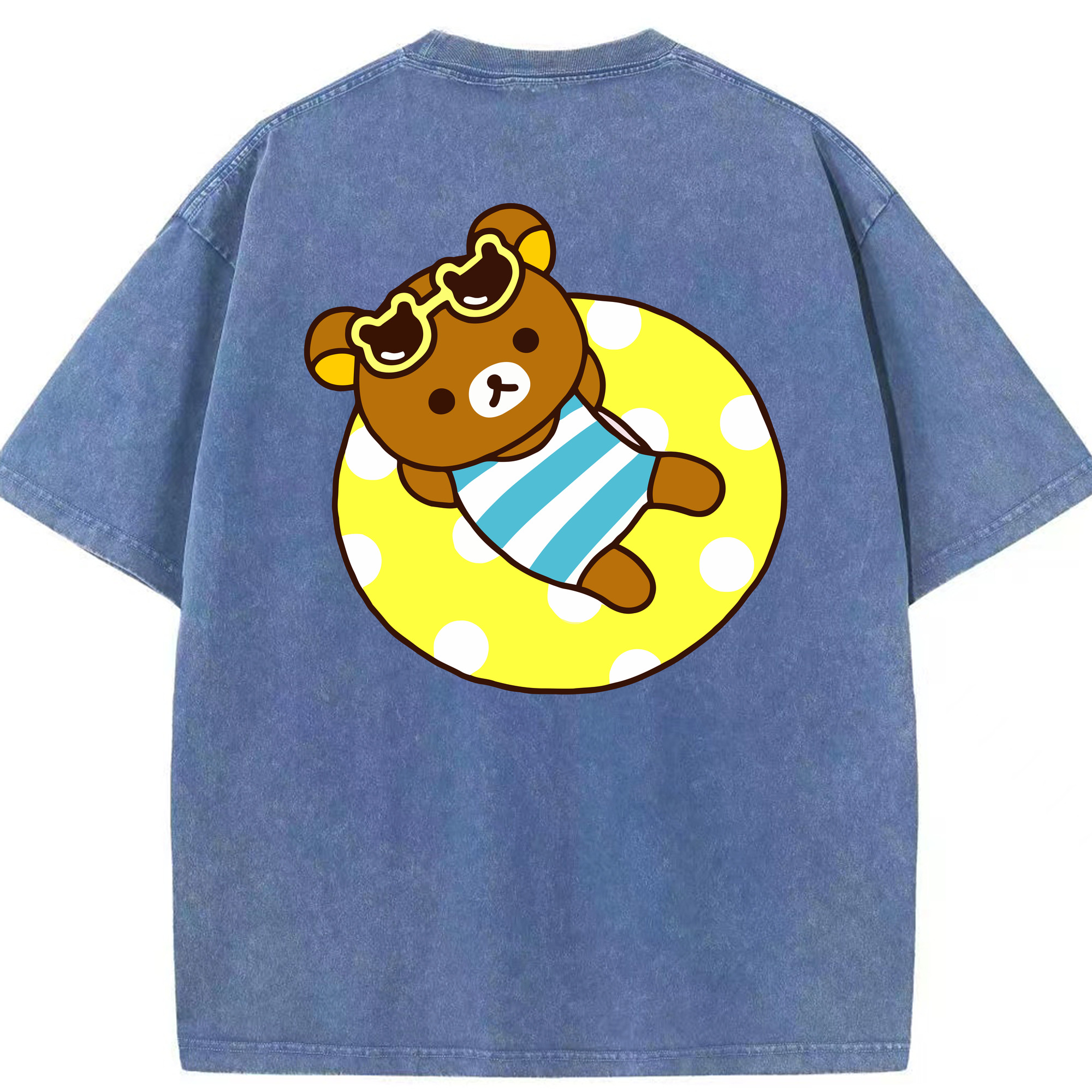 （画像用） リラックマ リラックマ キイロイトリ Rilakkuma Korilakkuma Kiiroitori 綿100% ヴィンテージ風 半袖Tシャツ（背面プリント）