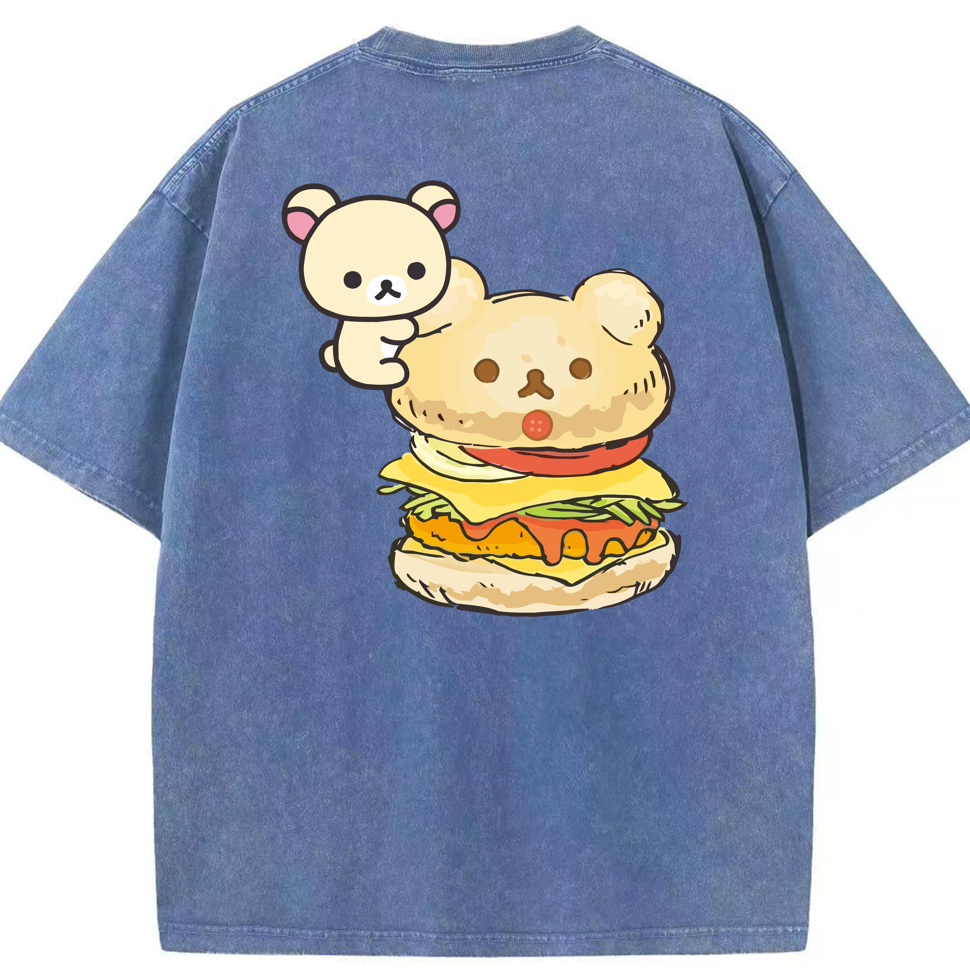 （画像用） リラックマ リラックマ キイロイトリ Rilakkuma Korilakkuma Kiiroitori 綿100% ヴィンテージ風 半袖Tシャツ（背面プリント）