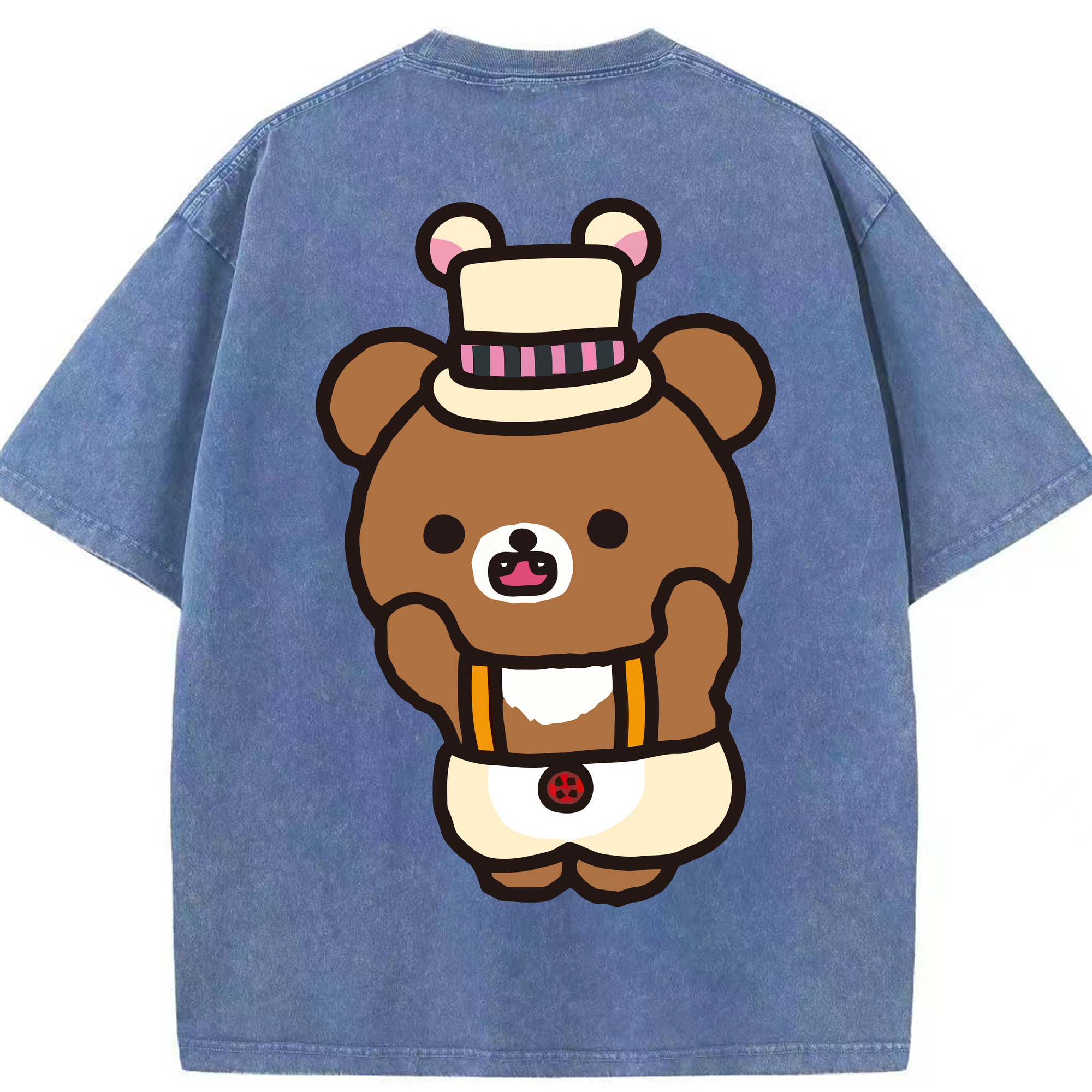 （画像用） リラックマ リラックマ キイロイトリ Rilakkuma Korilakkuma Kiiroitori 綿100% ヴィンテージ風 半袖Tシャツ（背面プリント）