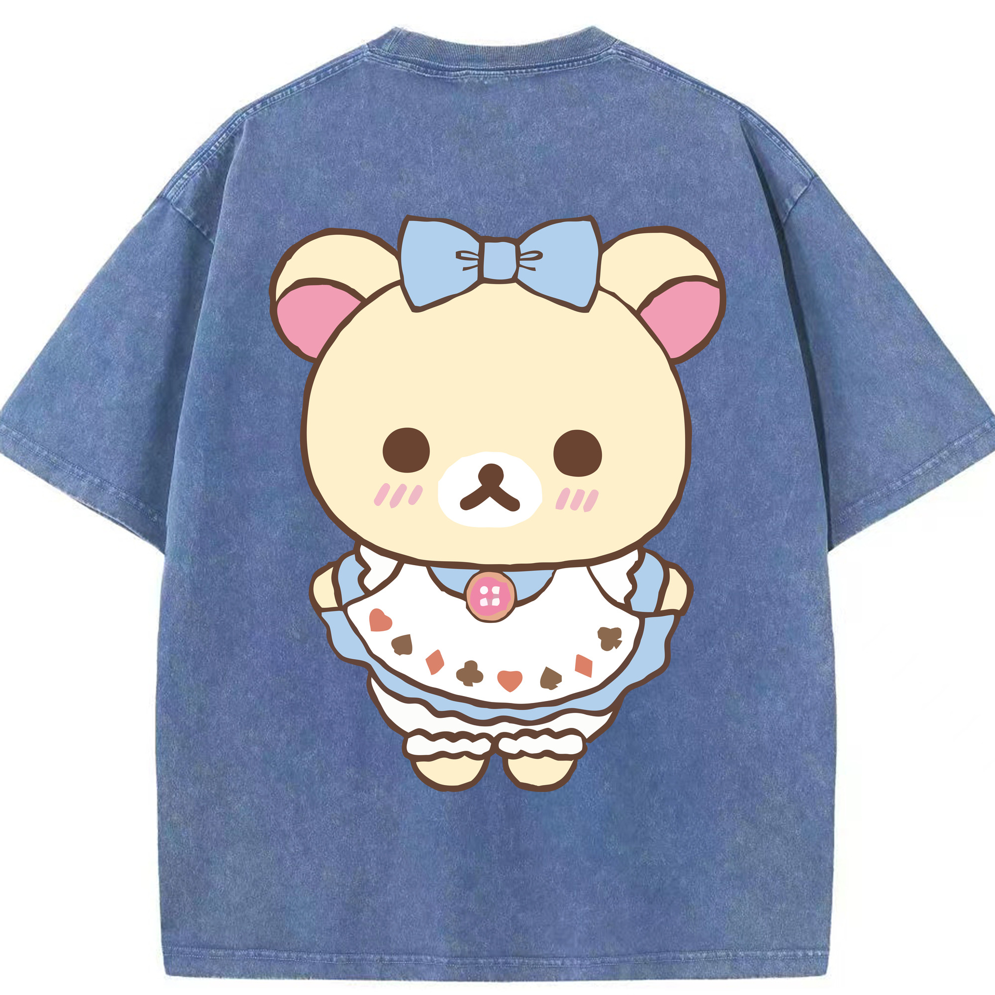 （画像用） リラックマ リラックマ キイロイトリ Rilakkuma Korilakkuma Kiiroitori 綿100% ヴィンテージ風 半袖Tシャツ（背面プリント）