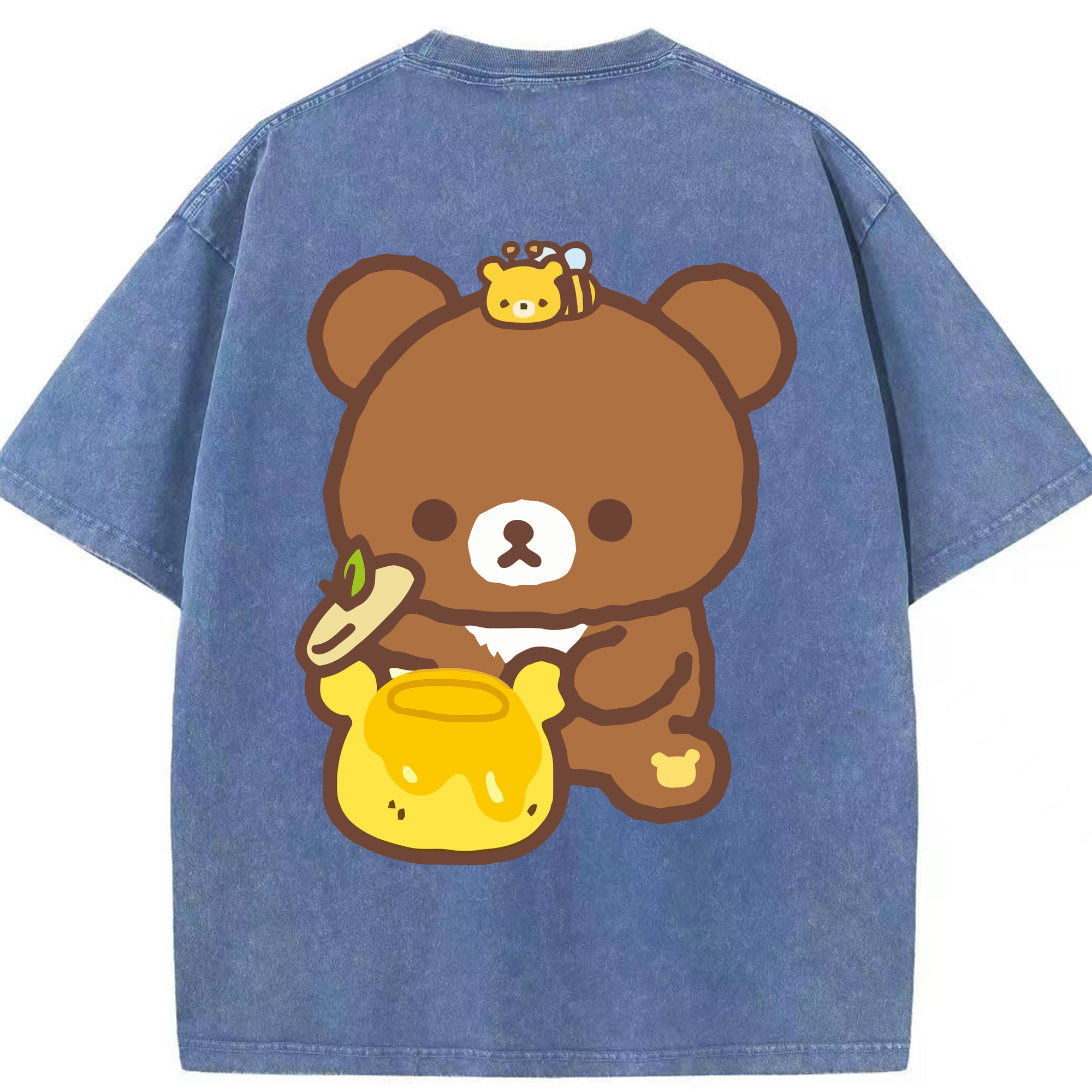 （画像用） リラックマ リラックマ キイロイトリ Rilakkuma Korilakkuma Kiiroitori 綿100% ヴィンテージ風 半袖Tシャツ（背面プリント）