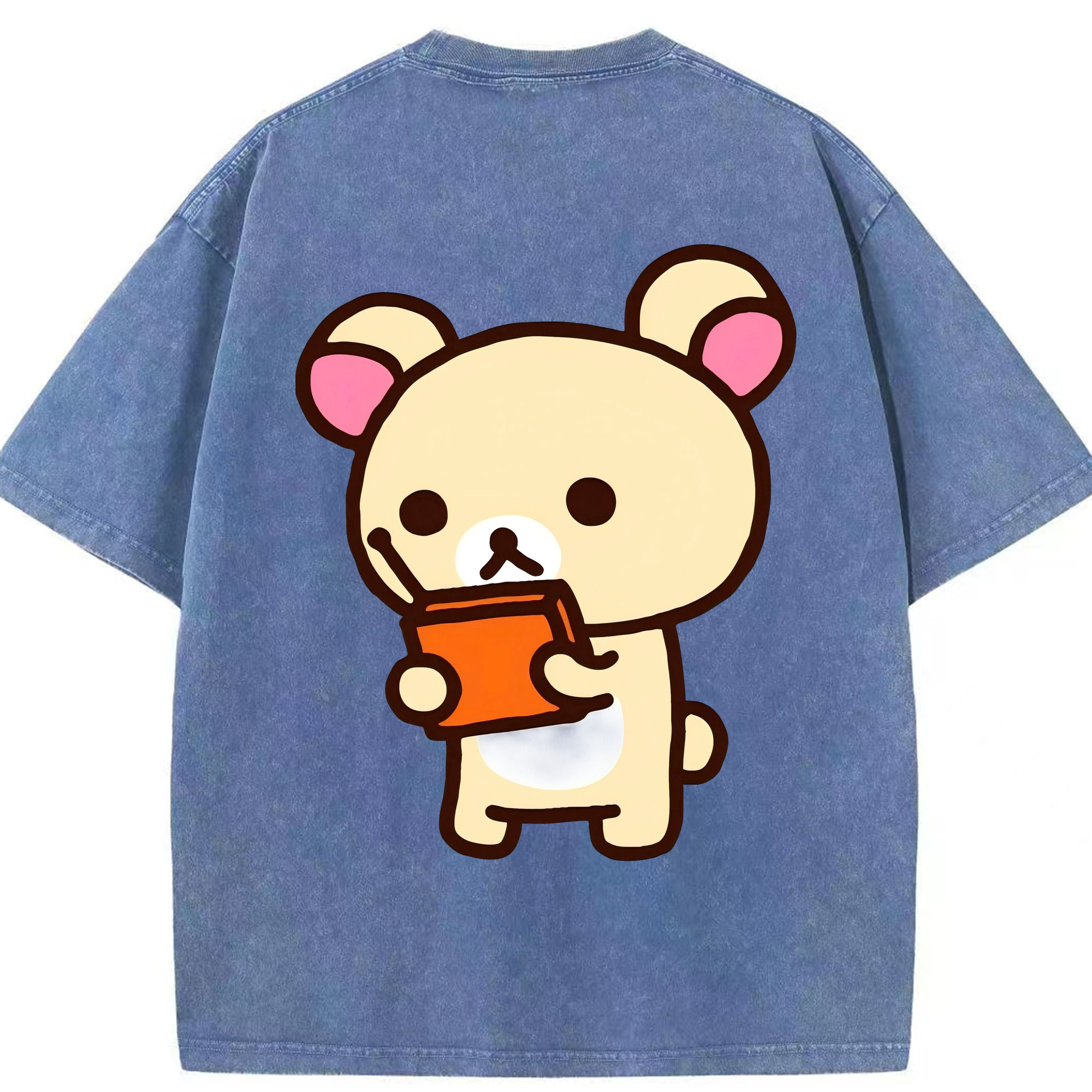 （画像用） リラックマ リラックマ キイロイトリ Rilakkuma Korilakkuma Kiiroitori 綿100% ヴィンテージ風 半袖Tシャツ（背面プリント）