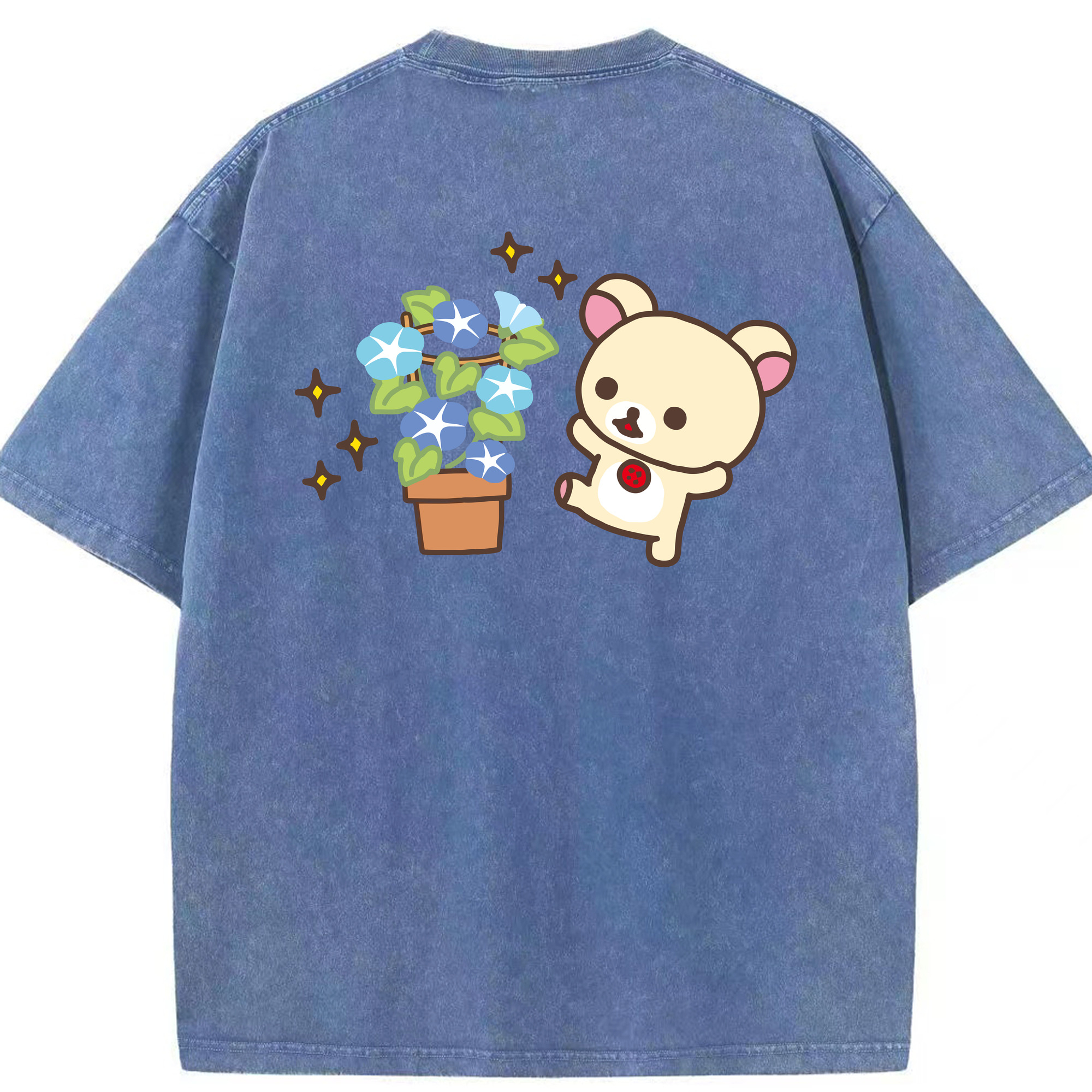 （画像用） リラックマ リラックマ キイロイトリ Rilakkuma Korilakkuma Kiiroitori 綿100% ヴィンテージ風 半袖Tシャツ（背面プリント）