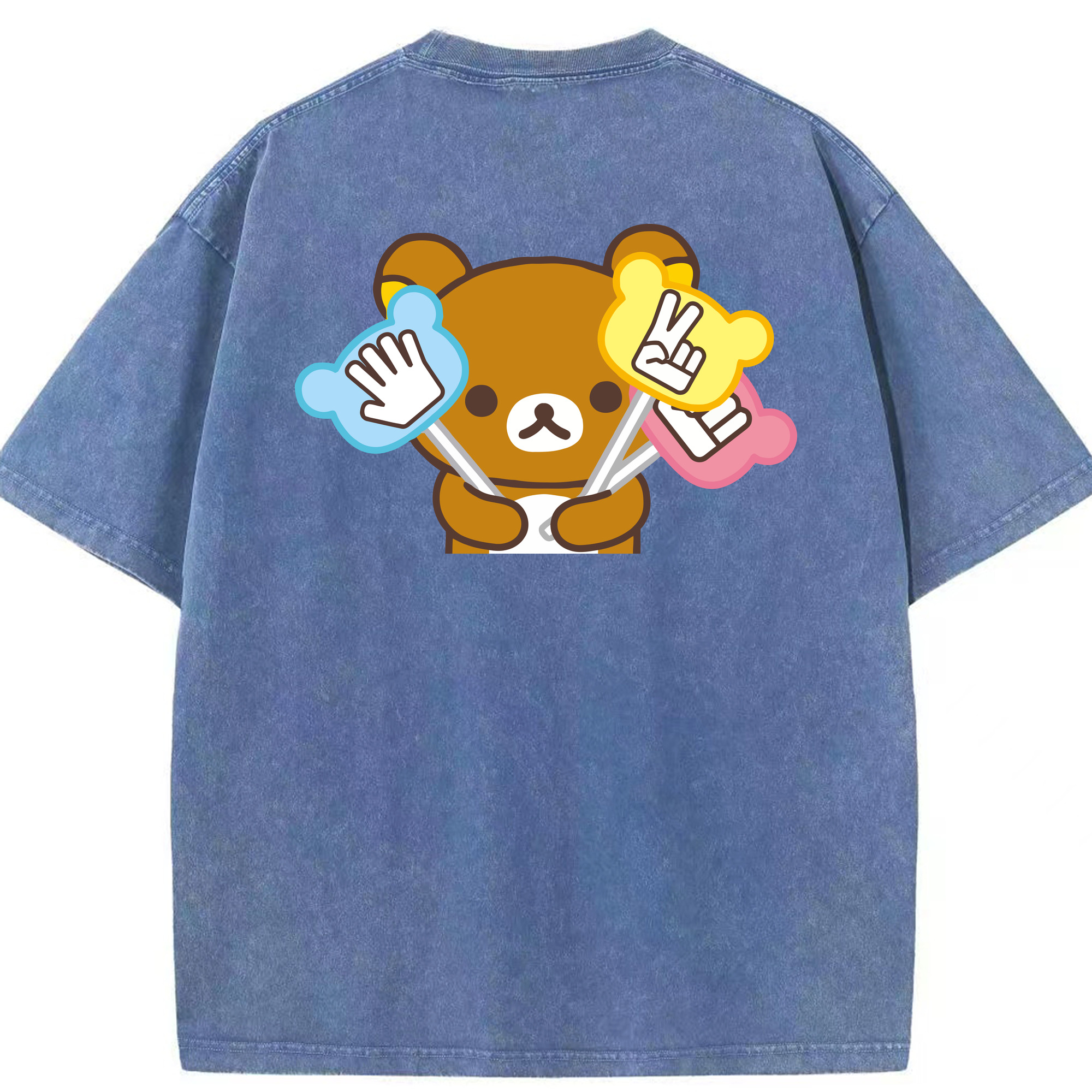 （画像用） リラックマ リラックマ キイロイトリ Rilakkuma Korilakkuma Kiiroitori 綿100% ヴィンテージ風 半袖Tシャツ（背面プリント）