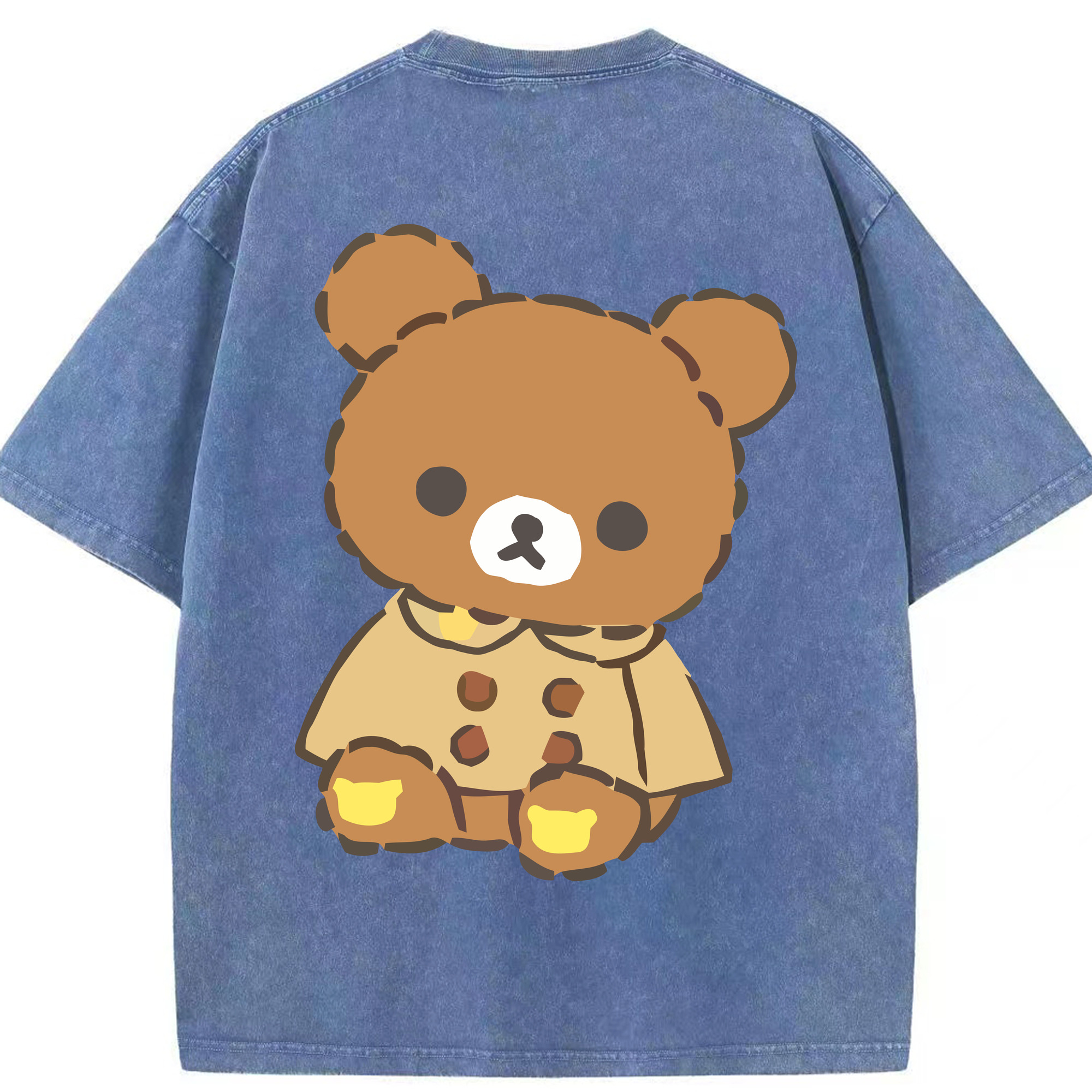（画像用） リラックマ リラックマ キイロイトリ Rilakkuma Korilakkuma Kiiroitori 綿100% ヴィンテージ風 半袖Tシャツ（背面プリント）