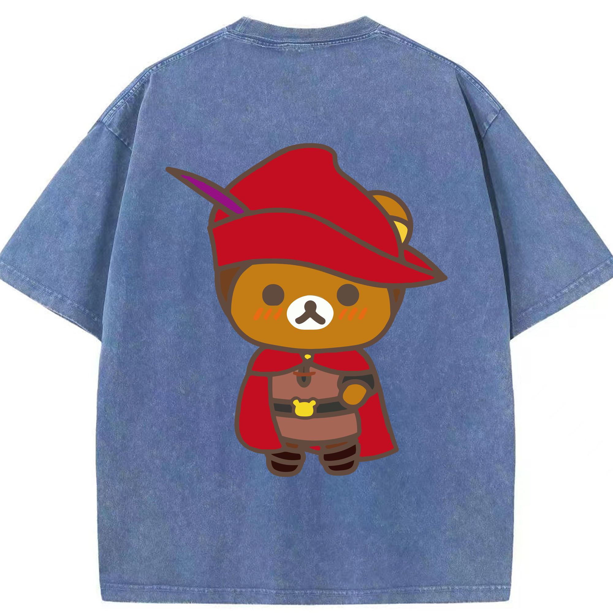 （画像用） リラックマ リラックマ キイロイトリ Rilakkuma Korilakkuma Kiiroitori 綿100% ヴィンテージ風 半袖Tシャツ（背面プリント）