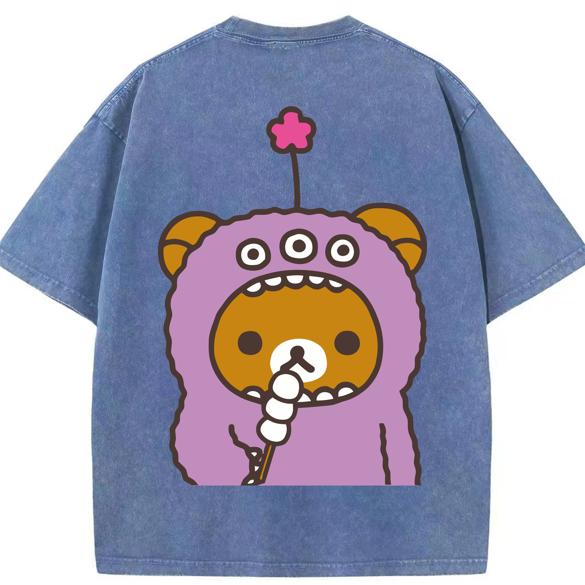 （画像用） リラックマ リラックマ キイロイトリ Rilakkuma Korilakkuma Kiiroitori 綿100% ヴィンテージ風 半袖Tシャツ（背面プリント）