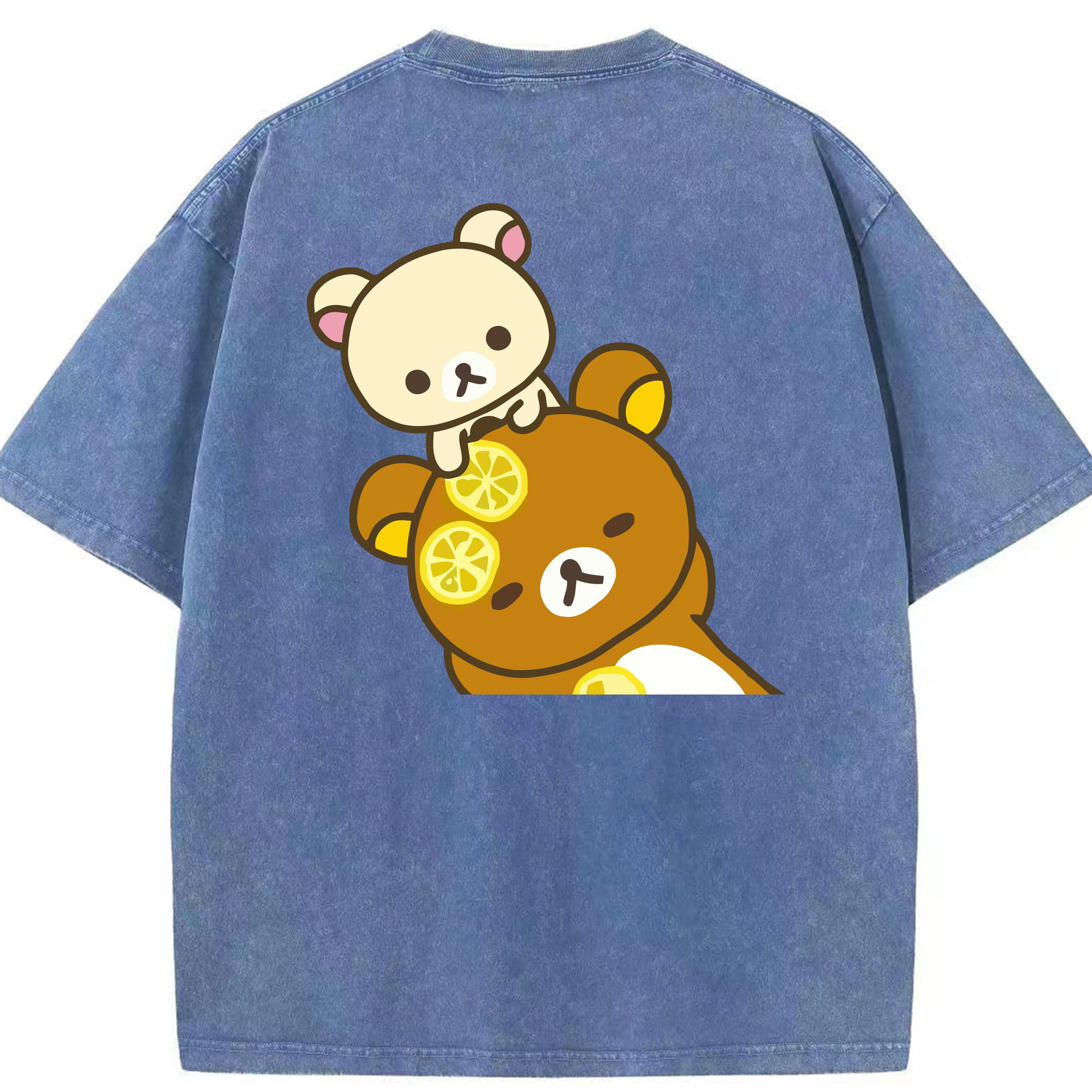 （画像用） リラックマ リラックマ キイロイトリ Rilakkuma Korilakkuma Kiiroitori 綿100% ヴィンテージ風 半袖Tシャツ（背面プリント）