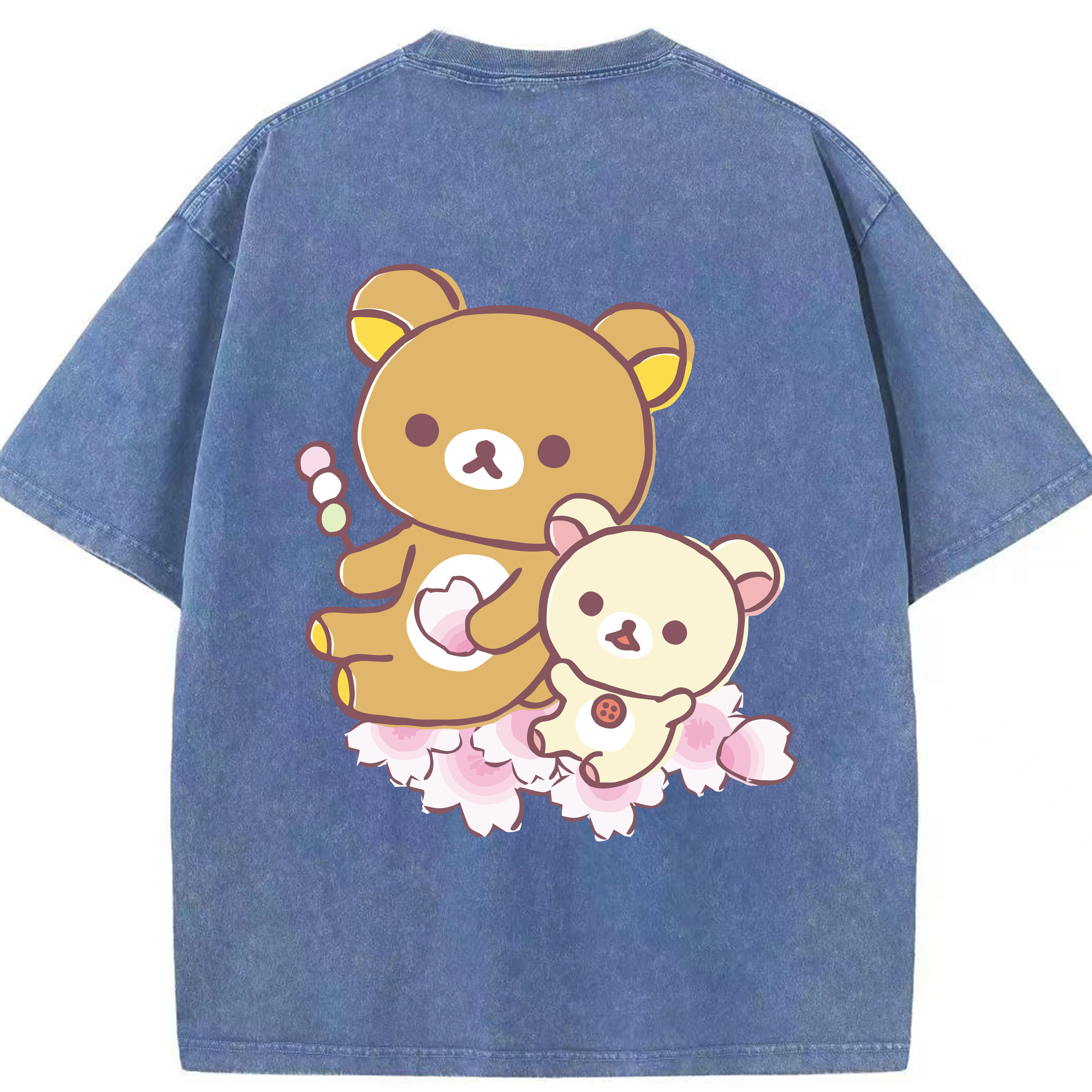（画像用） リラックマ リラックマ キイロイトリ Rilakkuma Korilakkuma Kiiroitori 綿100% ヴィンテージ風 半袖Tシャツ（背面プリント）
