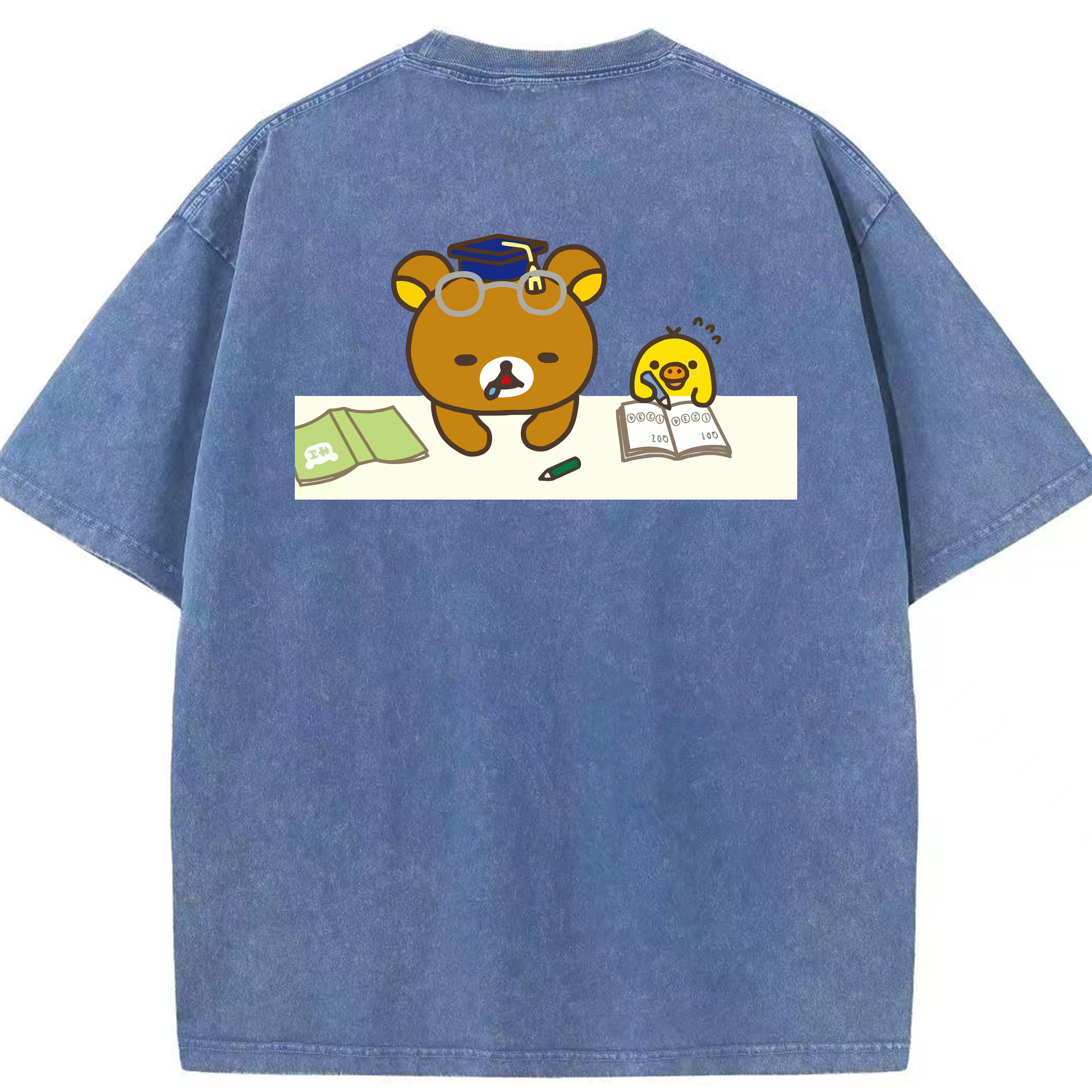 （画像用） リラックマ リラックマ キイロイトリ Rilakkuma Korilakkuma Kiiroitori 綿100% ヴィンテージ風 半袖Tシャツ（背面プリント）