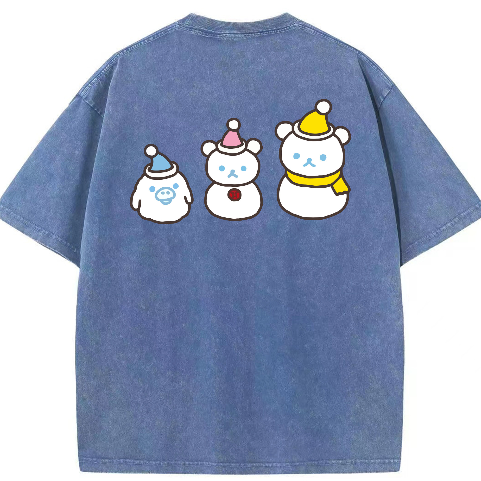 （画像用） リラックマ リラックマ キイロイトリ Rilakkuma Korilakkuma Kiiroitori 綿100% ヴィンテージ風 半袖Tシャツ（背面プリント）